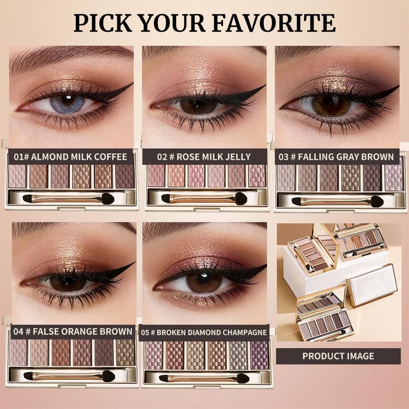 Neutral Nude Brown Eyeshadow Palette, 6 Matte & Shimmer Shades, Blendable Long-Lasting Eyeshadow for Natural Everyday Makeup, Soft Glam Looks, Mature & Hooded Eyes, Silky Formula, sombras de ojos 01