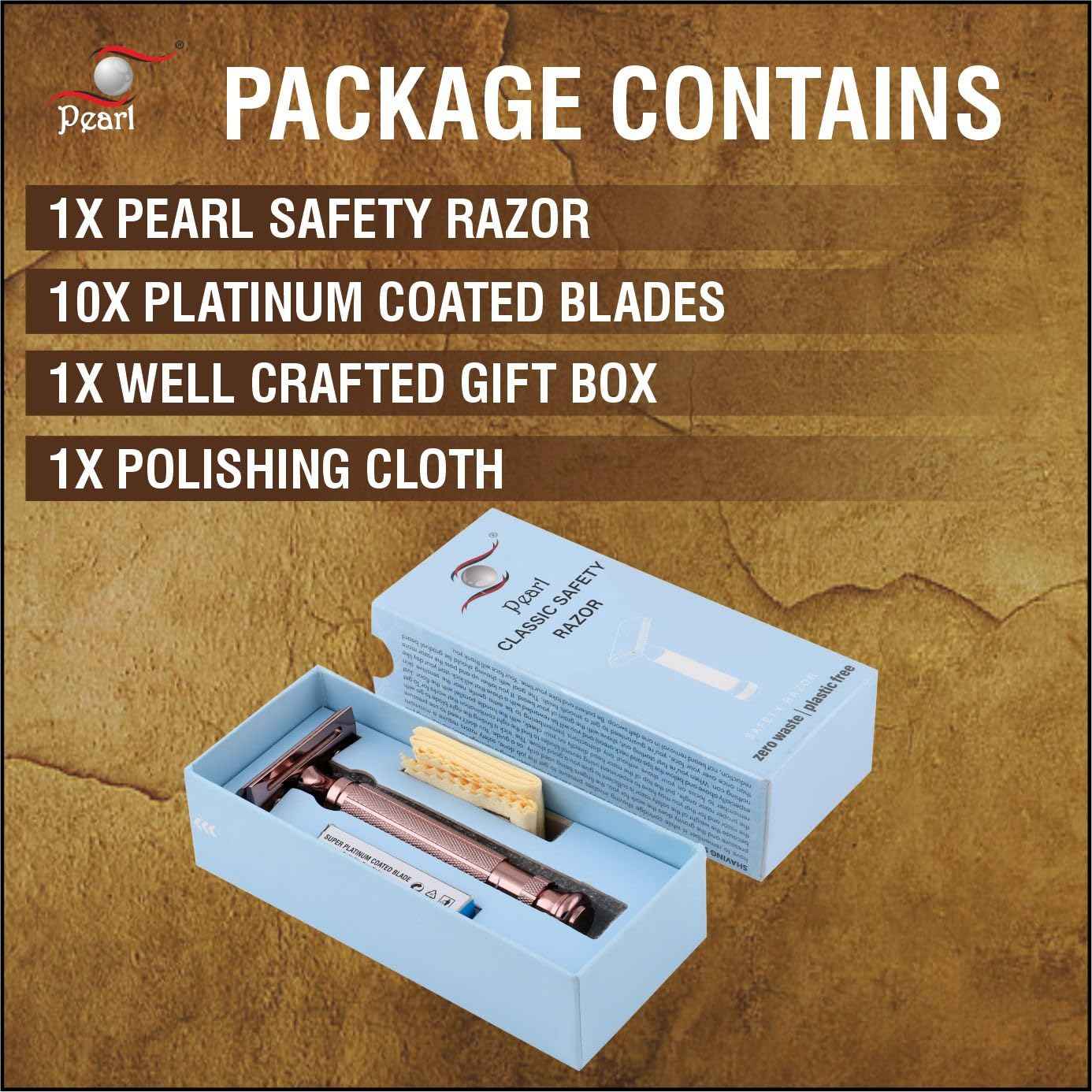 Pearl Shaving Double Edge Close Comb Safety Razor - Reusable Eco Friendly Metal Razor | Premium DE Men's Safety Razor