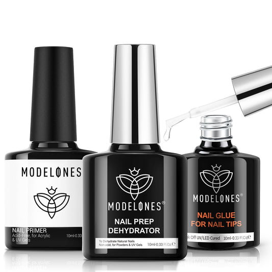 modelones 10-in-One Gel Nail Glue with Nail Dehydrator and Primer for Acrylic Nails Tips Forms, Blooming Gel, /Adhesive Bond, Long Lasting Acrylic Nail Supplies