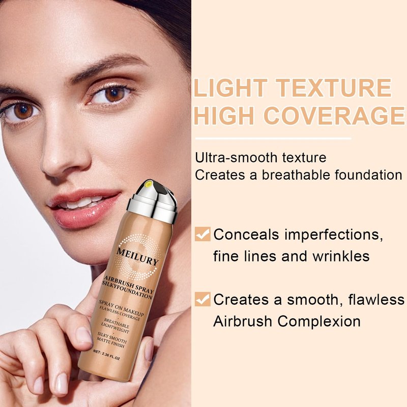 AirBrush Foundation Spray Set - Longwear Waterproof Liquid Matte Foundation Mist | Hydrating Face Primer Kit (01 Natural)