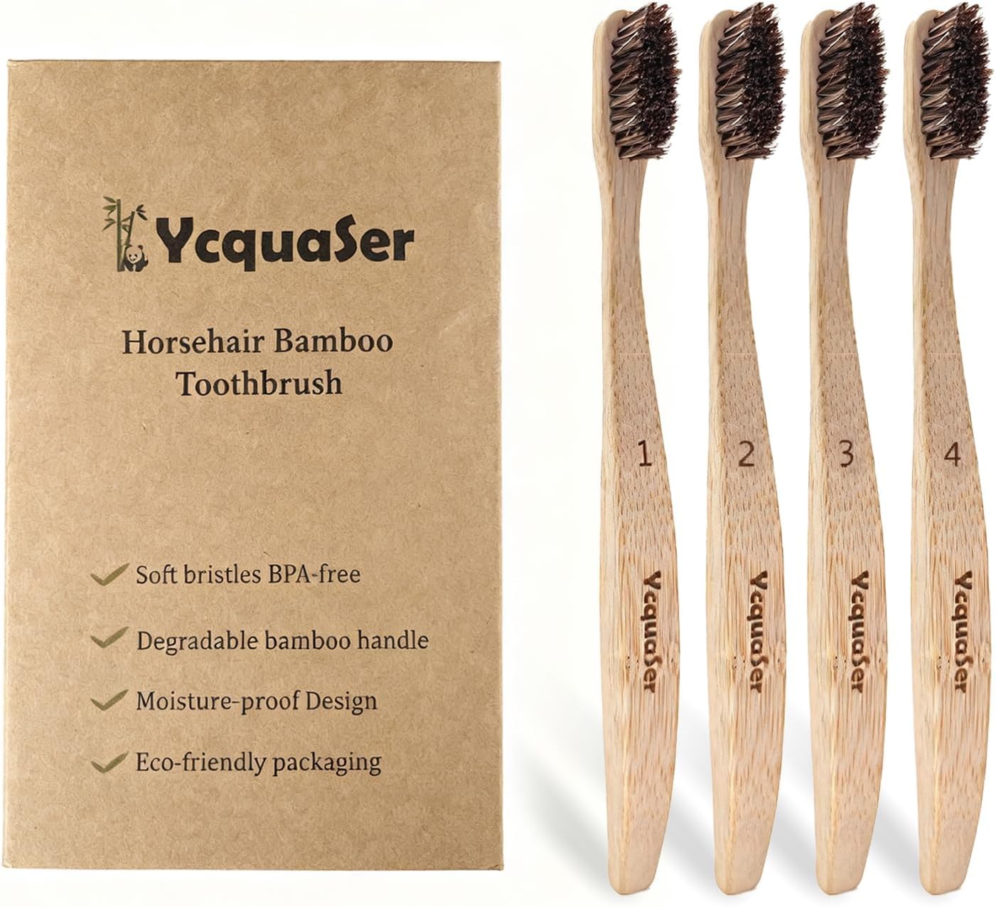Bamboo Toothbrushes - Natural Soft Bristles for Adults | 100% Biodegradable 4-Pack