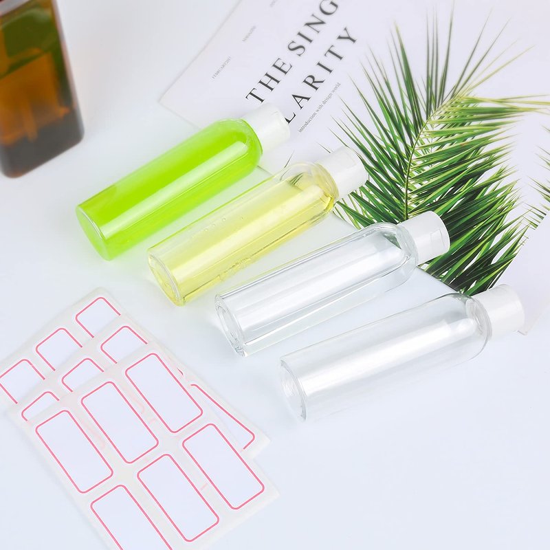 Trendbox 120ml/4oz Clear Plastic Empty Bottles with Flip Cap BPA-Free Travel Containers for Shampoo, Lotions, Liquid Body Soap and Massage Oils - 24 Pack