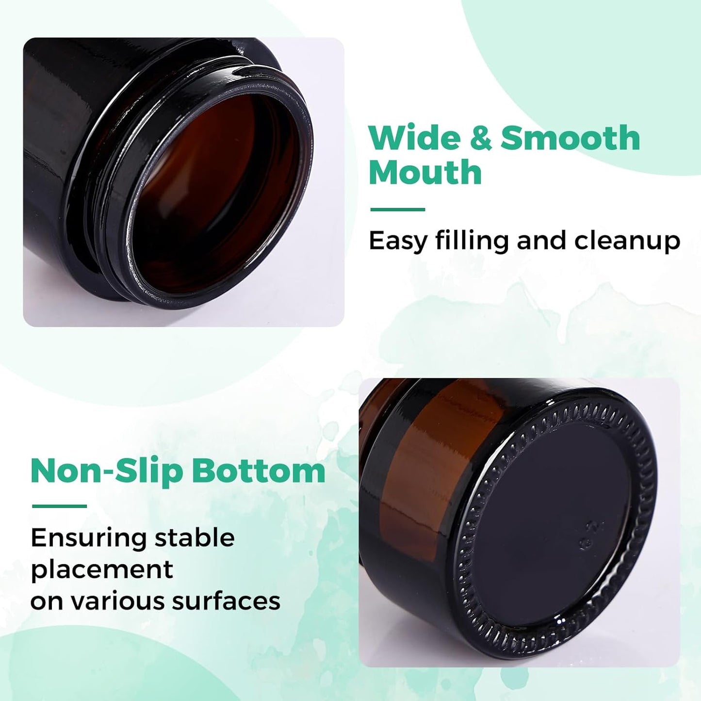 Amber Glass Jars - 1 Oz Refillable Airtight Containers for DIY | 36 Pack for Creams, Lotions, Candles, and More