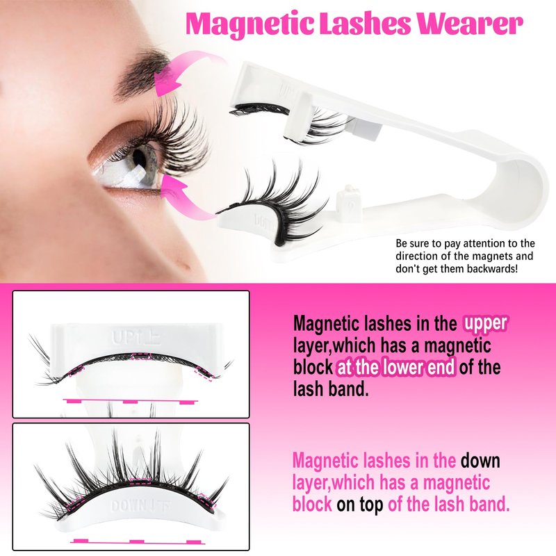 Veleasha Magnetic Eyelashes Magnetic Lashes with Applicator Manga Lashes Natural Look Reusable No Glue Easy to Apply & Remove Spiky False Eyelashes Lash Wispy (chic pro)