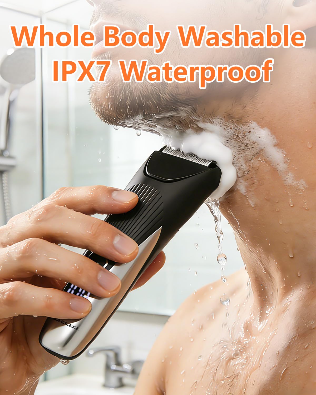 Lumiflexa Body Hair Trimmer, LED Display, 6500 RPM Motor Manscaper for Men, 3 Adjustable Combs, USB & Dock Charging, IPX7 Waterproof Body Hair Groomers, Wet or Dry Use for Groin/Legs/Chest