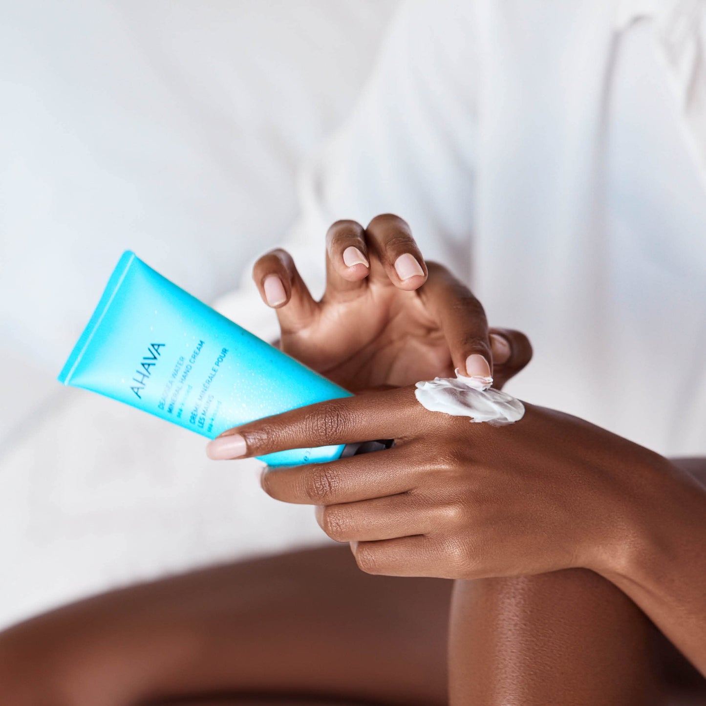 AHAVA Dead Sea Water Mineral Hand Cream, Sea-Kissed - Hand Moisturizer For Dry Cracked Hands, Light & Fast Absorbing, Enriched with Dead Sea Mineral Blend Osmoter, Witch Hazel & Allantoin, 5.1 Fl.Oz