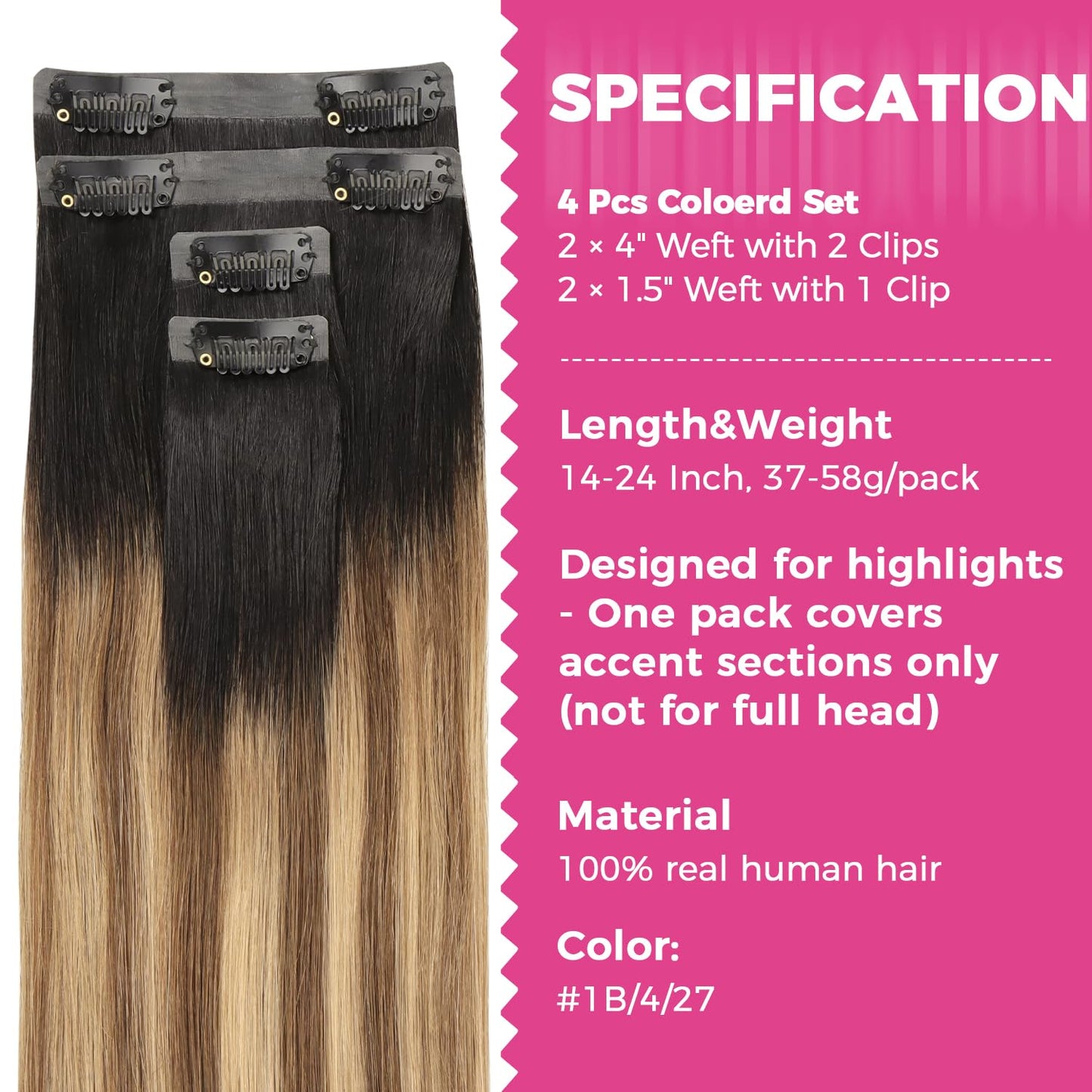 Lashey Seamless Clip in Hair Extensions Human Hair Ombre Balayage Ash Brown Highlighted Honey Blonde with Natural Black Dark Roots Hair Extensions Real Human Hair 43g 4pcs 16 Inch Straight Clip ins