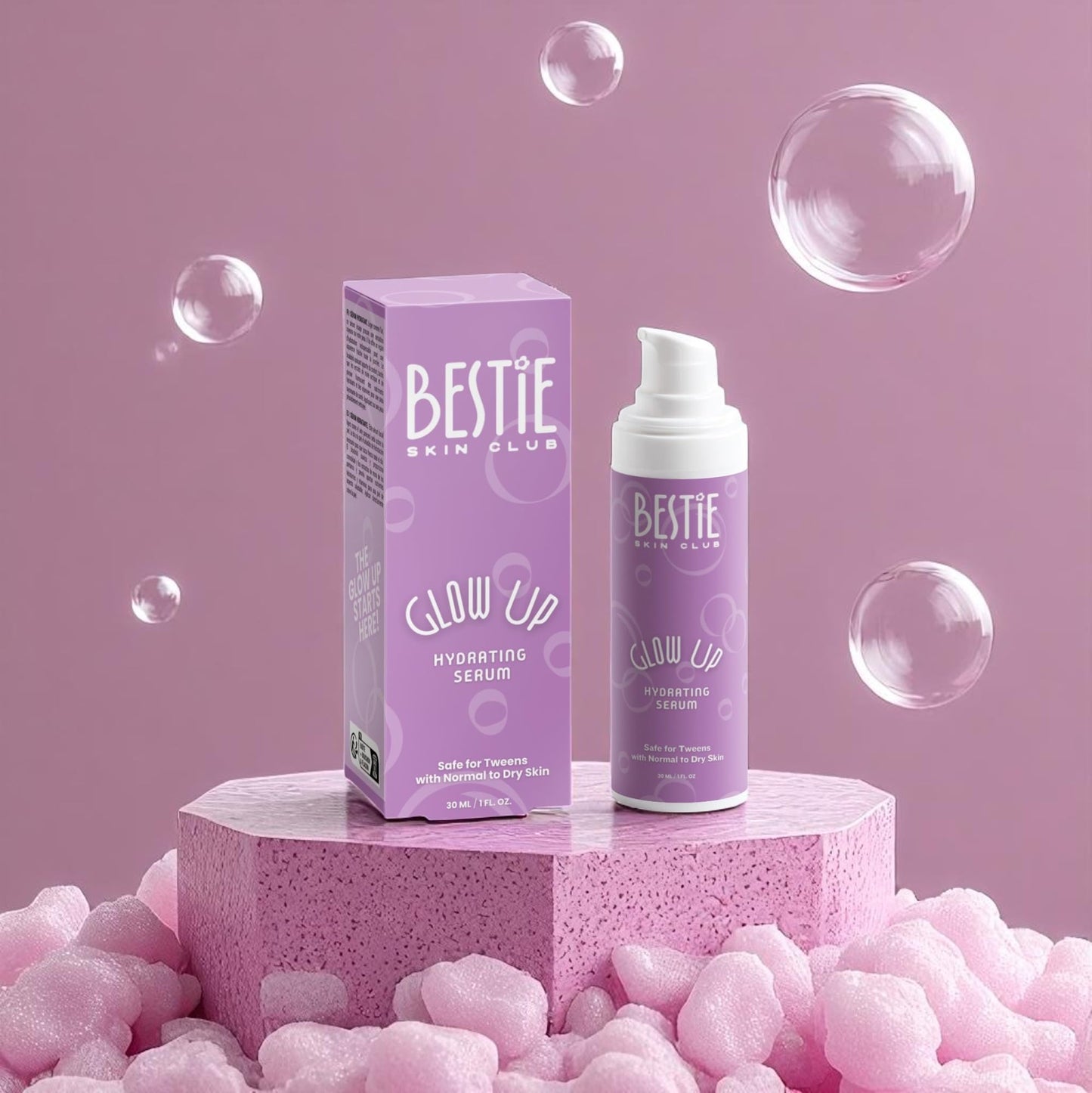 Bestie Skin Club Glow Up Hydrating Serum, Natural Certified, Floral Scent