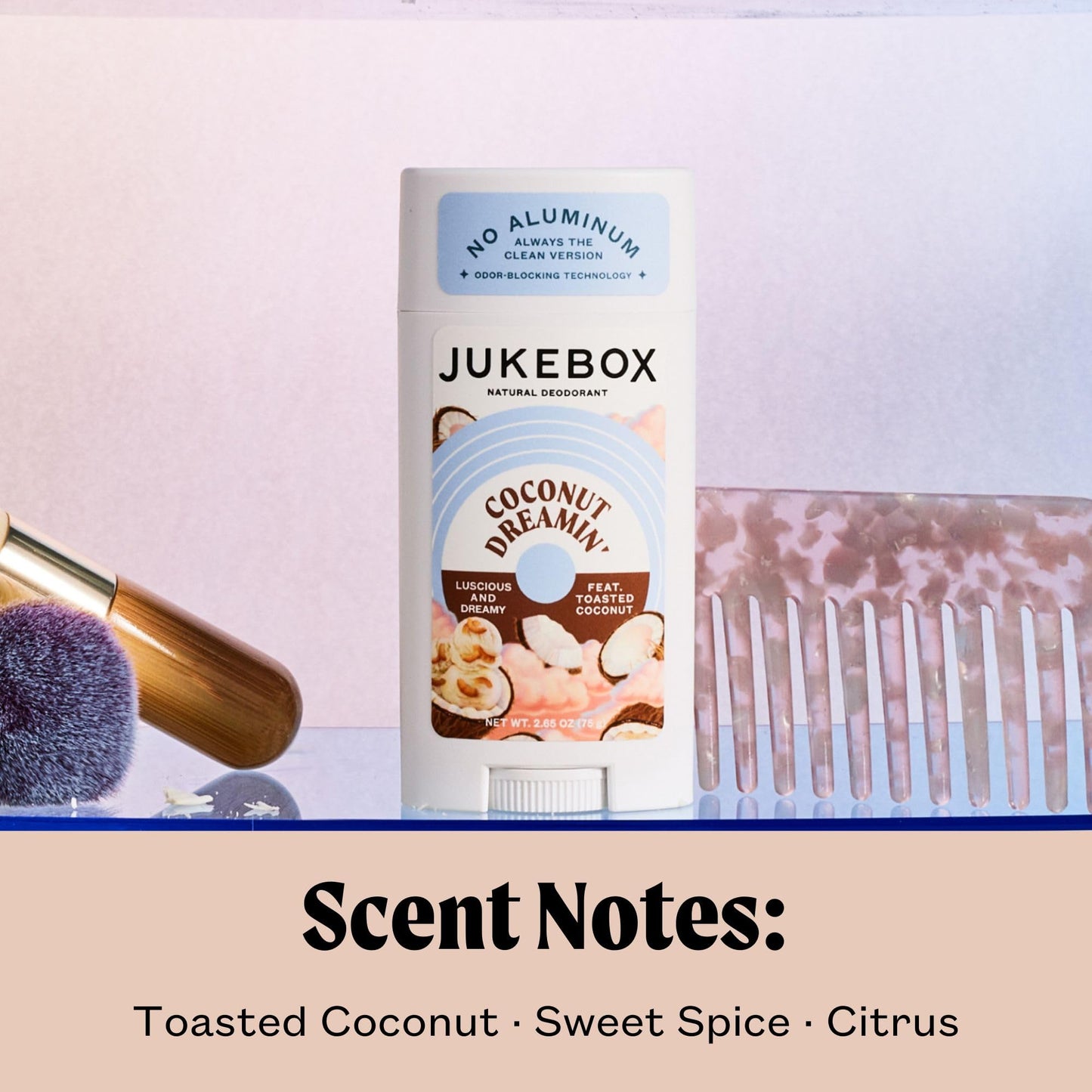 Jukebox Natural Deodorant for Women–Coconut Dreamin'–Aluminum-Free, No Baking Soda, No Harsh Chemicals, Odor Blocking Technology, Toasted Coconut,Sweet Spice,Citrus-a Dr. Squatch Brand-2.65oz, 3 Pack