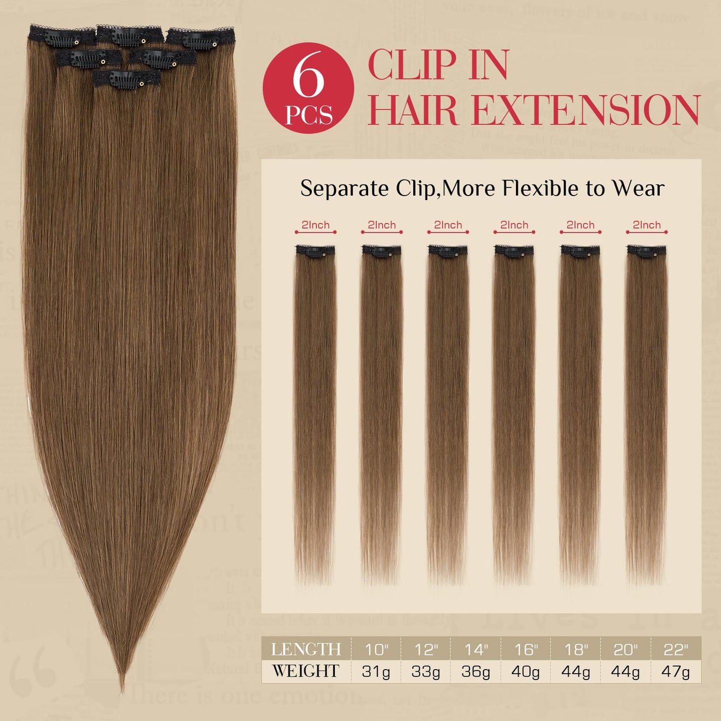 Rich Choices Real Human Hair Clip In Extensions-6 Pcs Single Clip Design-100% Remy Hairs Invisible Clip in Extensions for Thin Short Hair-Seamless Hairpieces for Women/Men-12 Inches #4 Medium Brown