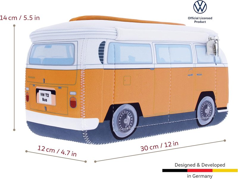 Volkswagen Neoprene Makeup & Toiletry Bag - T2 Bus Design | Large Travel Organizer