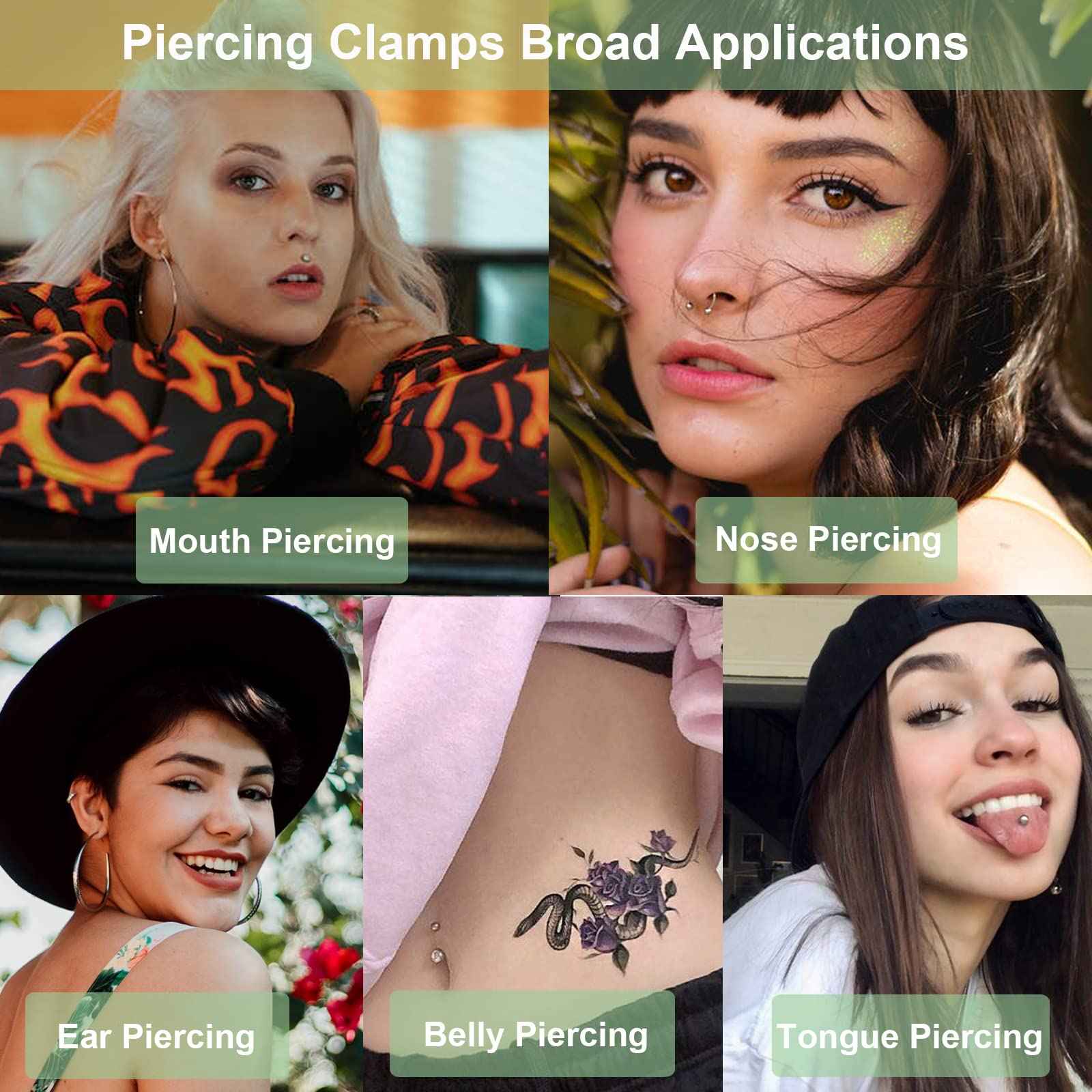 Disposable Piercing Clamps - Lyuxzad 25Pcs Piercing Forceps Rounded Slotted Septum Clamps Septum Forceps for Lip Labret Eyebrow Navel Tongue Belly Ear Nose Piercing Kit Piercing Tools