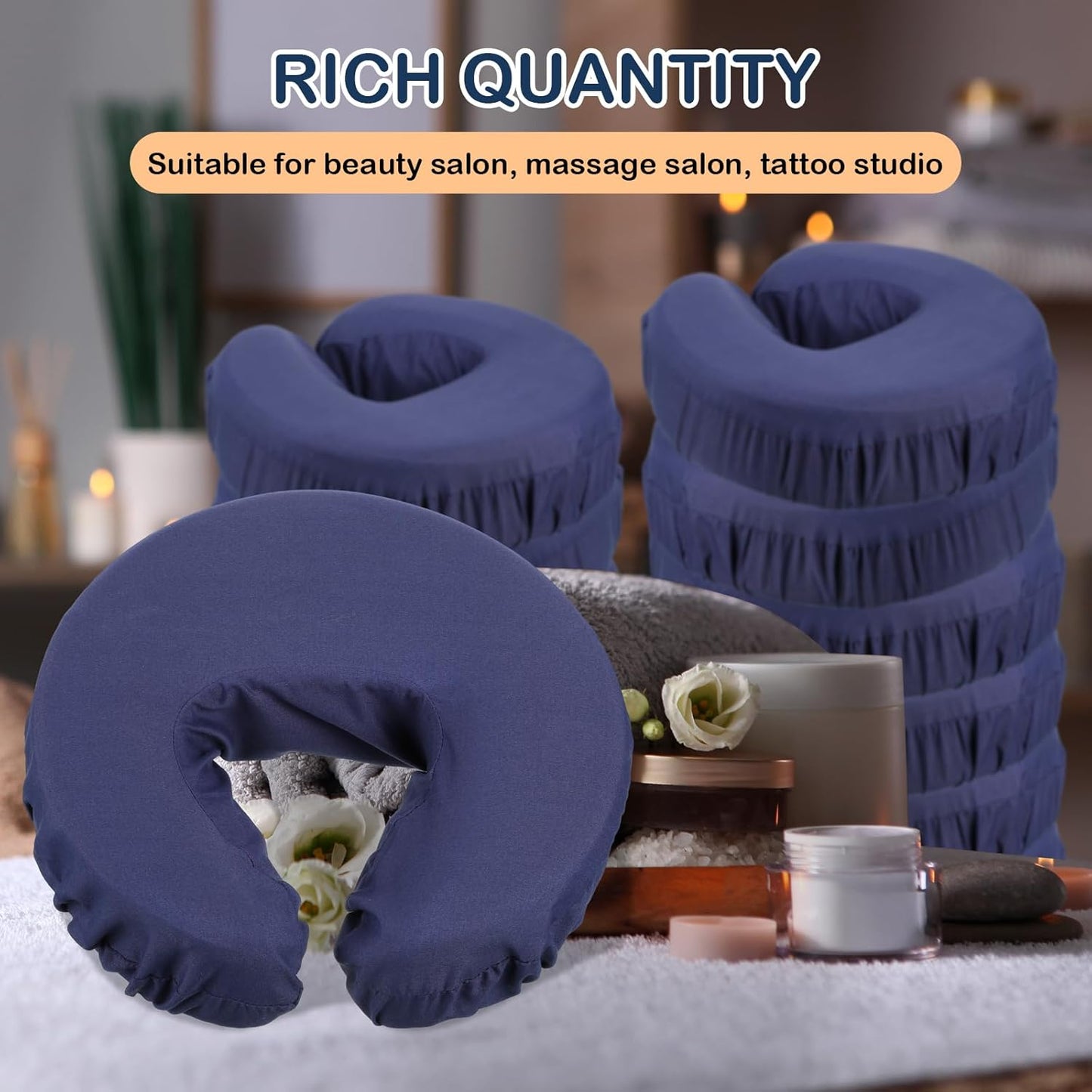Macarrie 24 Pcs Face Cradle Covers - Soft Microfiber Massage Table Headrest Sheets | Oil-Proof Navy Blue