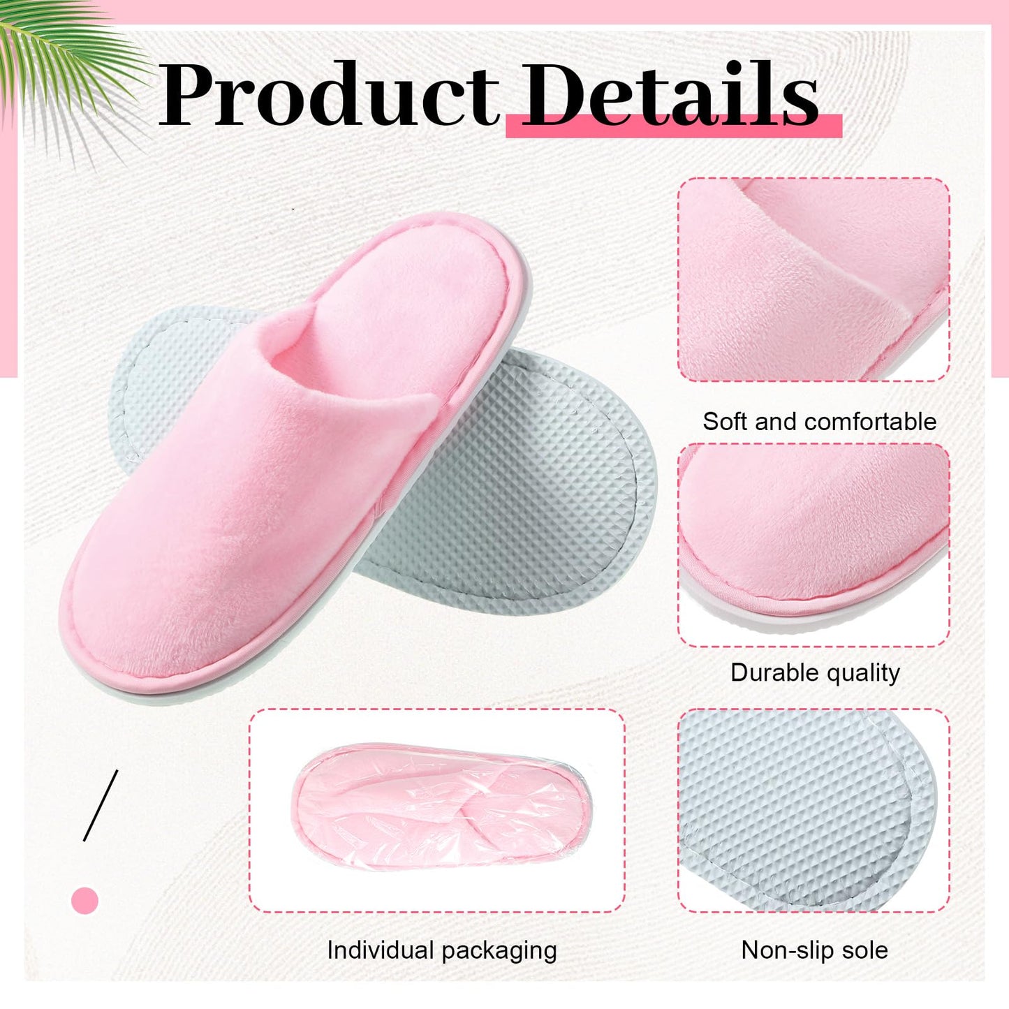 Twistover 12 Pairs Kids Disposable Slippers for Guests Closed Toe Non Slip Spa Slippers Bulk Soft House Slippers Winter Warm Flip Flops for Boys Girls Travel Hotel Party Indoor Outdoor(Pink,Medium)