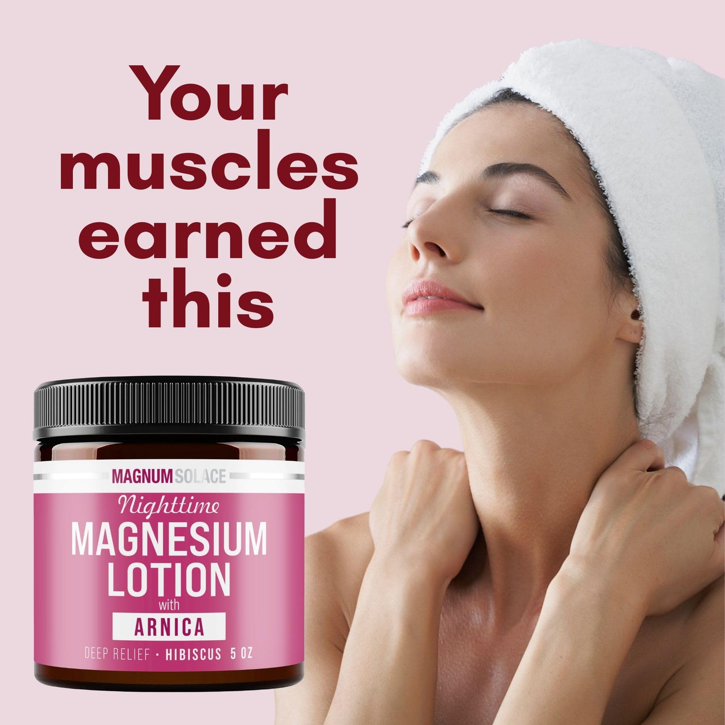 Magnum Solace Nighttime Magnesium Lotion with Arnica – Soothing Relief & Relaxation, Highly Concentrated Magnesium for Muscles & Joints – Apply to Legs or Feet Before Bed – Skin-Friendly