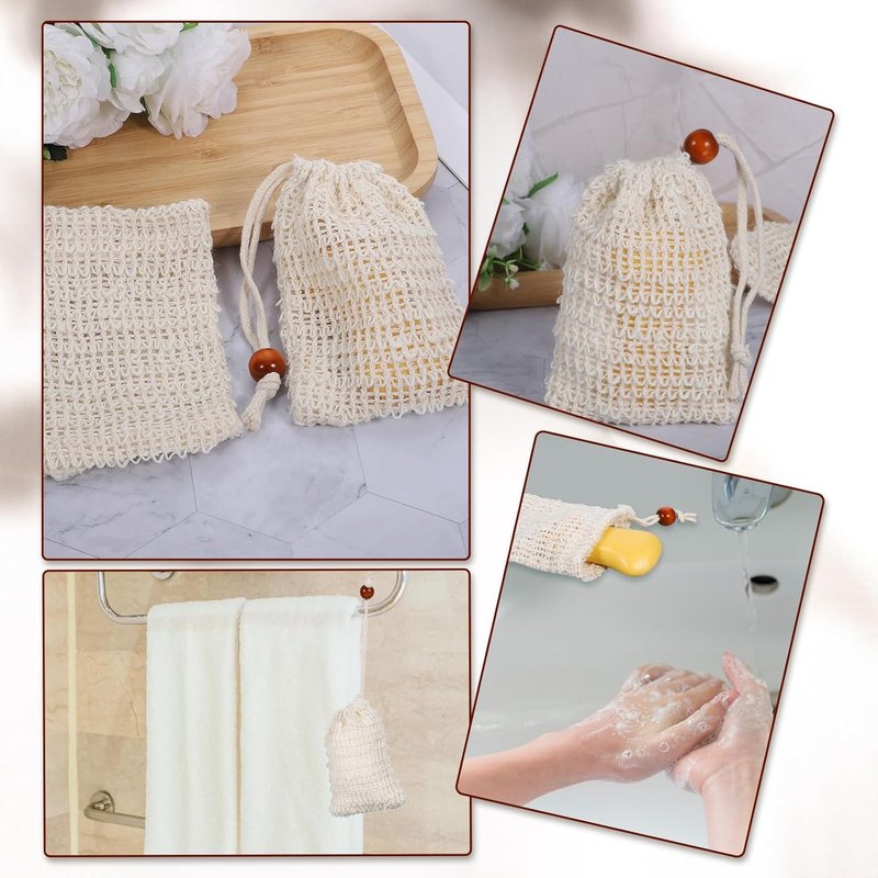 Natural Cotton Soap Saver Bags - 50 Pcs Exfoliating Mesh Pouches for Handmade Soaps | 5.5 × 3.5 Inch