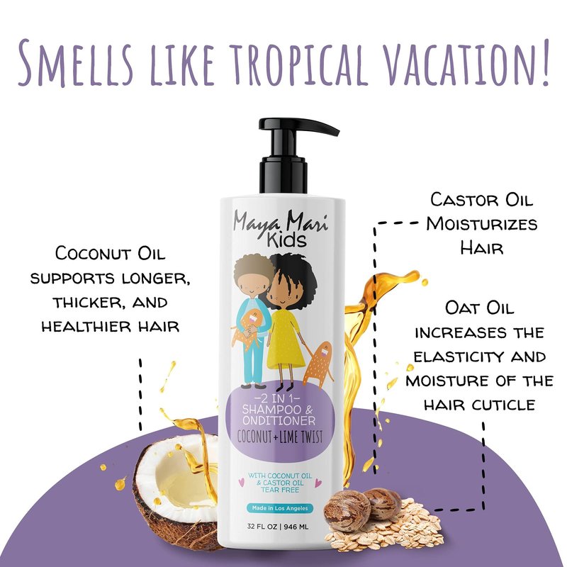 Maya Mari Kids Curly Hair Set for Coilies, Curlies, and Frizz Control: 2in1 Shampoo, Leave-In Conditioner, and Hair Gel - Perfect for Your Little One's Curly and Wavy Hair!