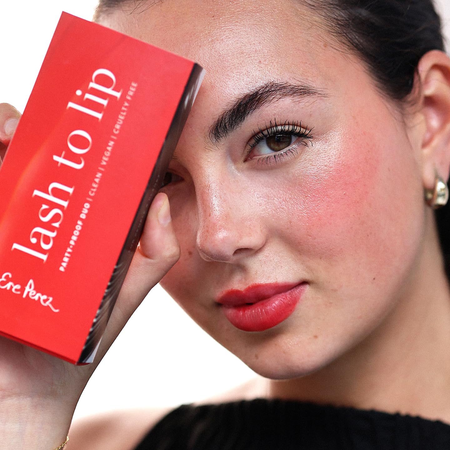 Ere Perez - Lash to Lip Party Proof Duo | Avocado Waterproof Mascara (Black) + Beetroot Cheek + Lip Tint (Joy) | Vegan, Cruelty-Free, Clean Beauty Safe for All Skin Types