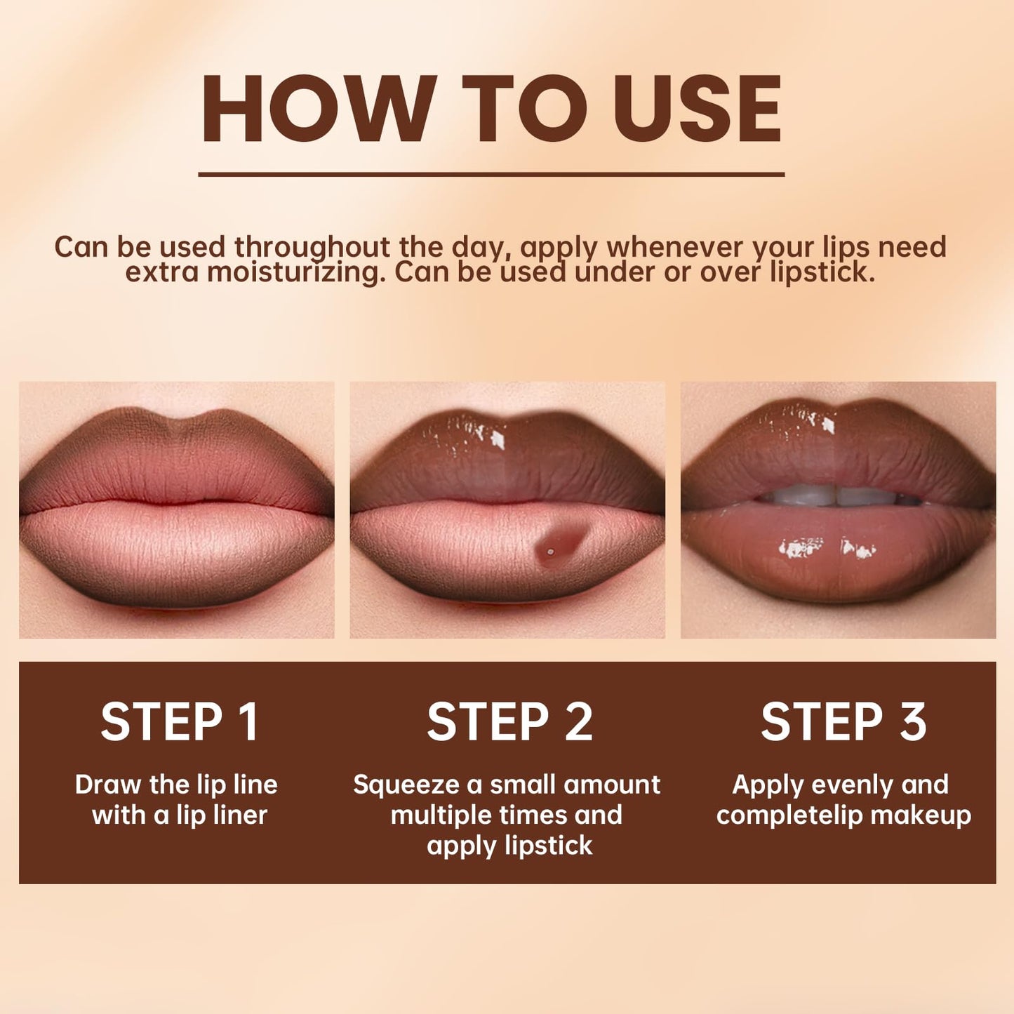 HOSAILY Lip Liner Gloss Set, Light Brown Plumping Lip Liner Lip Pencil Moisturizing Lightweight Lip Gloss Lip Combo, High Shine Glossy Lip Tint Lip Stain Makeup Long Lasting Lip Contour for Women