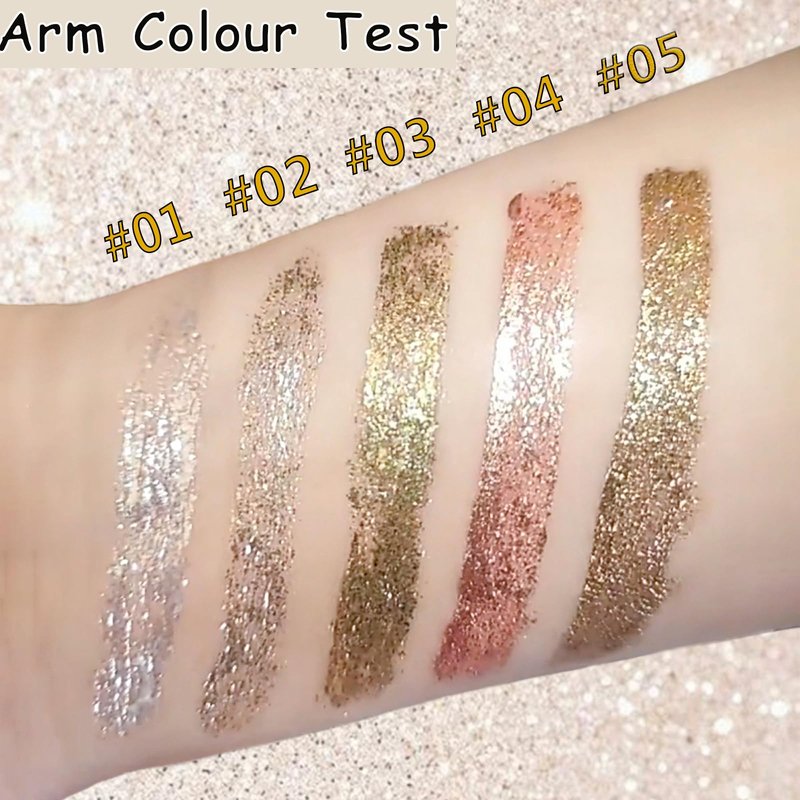 Glitter Liquid Eyeliner, 5 Colors Eyeliner Colorful Set, Shimmer Metallic Silver White, Gold Sparkling Eye Liner, Long Lasting Flare Eye Liner Liquid, Diamond Eye Makeup Set