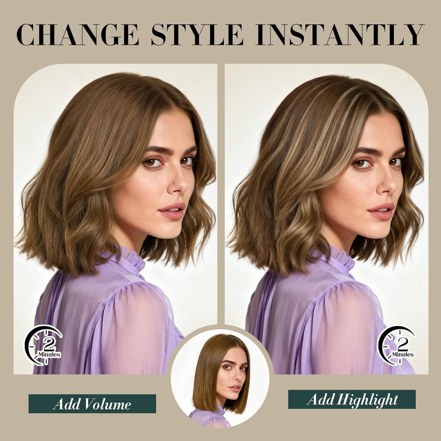 Short Clip-In Hair Extensions - Real Human Hair for Volume & Highlights | 10-Inch Dark Brown, 6 Pieces 31g