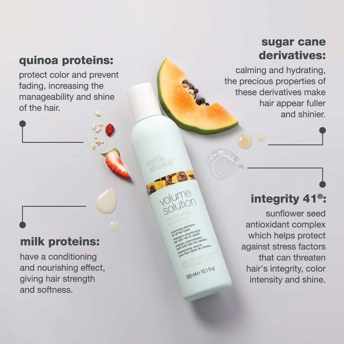 milk_shake volumizing shampoo | weightless body & shine for flat or fine hair | paraben‐ and SLES‐free with sugar cane derivatives & milk proteins, 10.1 fl oz / 300 mL