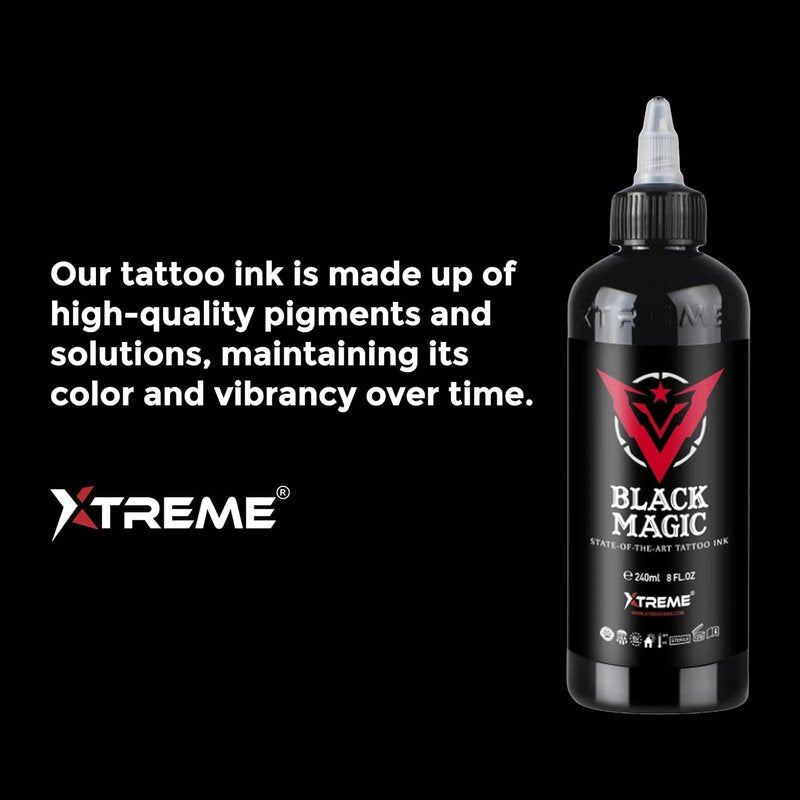 Xtreme Ink Neon Tattoo Ink Set - Vibrant UV-Free Water-Based Colors | Pink, Orange, Yellow, Green, Blue (5 x 1/2 oz)