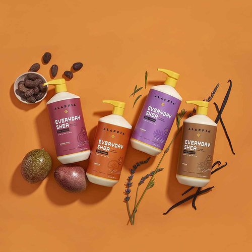 Alaffia EveryDay Shea Body Lotion - Normal to Very Dry Skin, Moisturizing Support for Hydrated, Soft, and Supple Skin with Shea Butter and Lemongrass, Fair Trade, Lavender, 32 Fl Oz