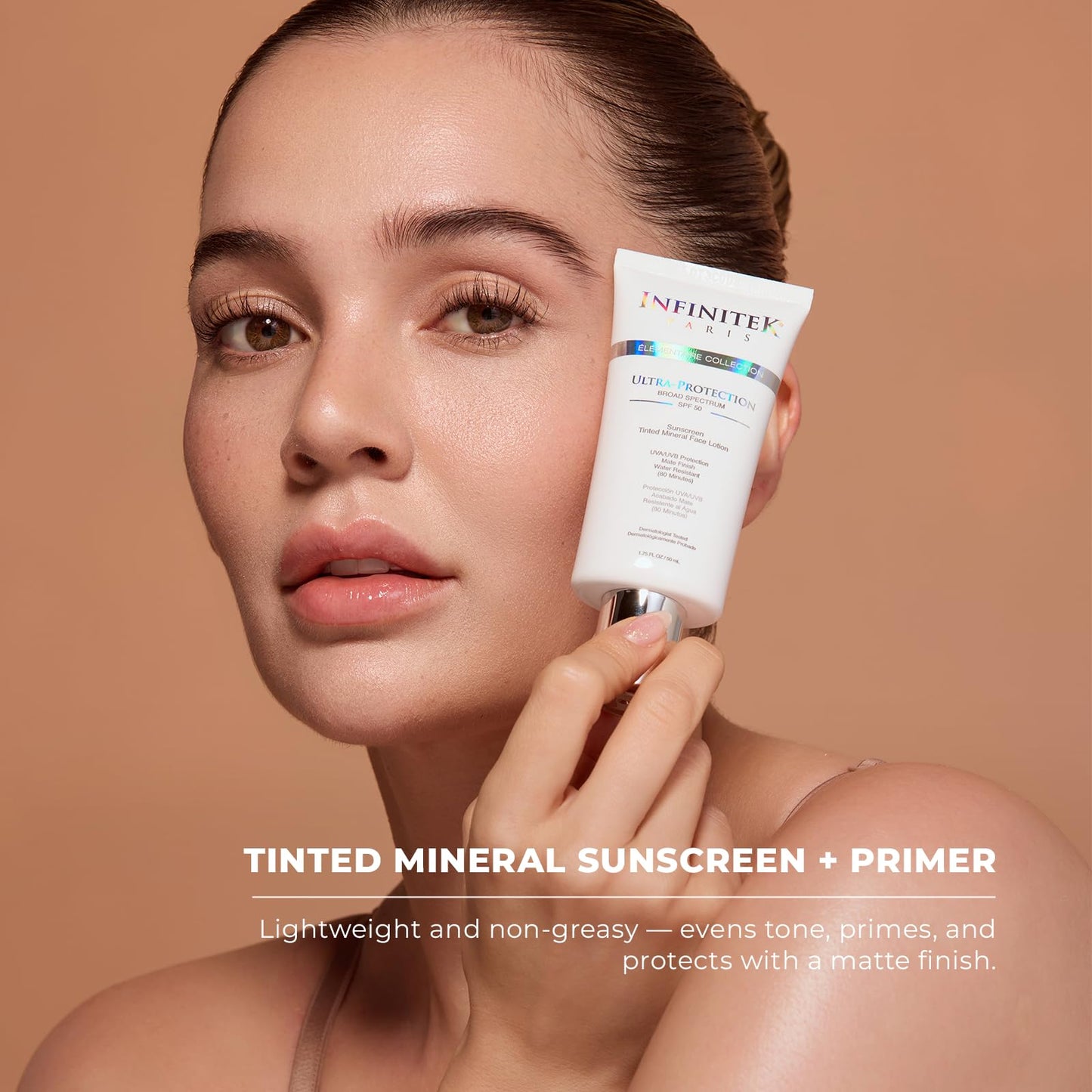 Infinitek Paris Tinted Mineral Sunscreen SPF 50 Ultra-Protection | Lightweight Daily Sunscreen for Face | Protects Against UVA/UVB Rays & Blue Light | Water Resistant (80 Minutes) | 1.75 fl oz / 50 ml