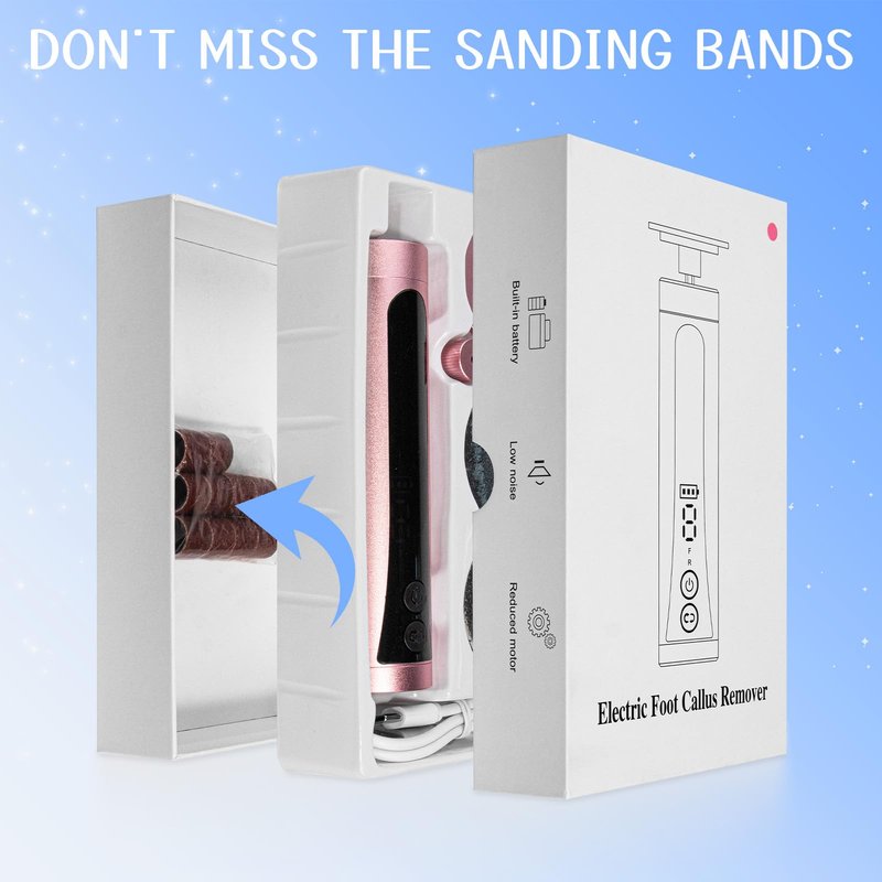 Electric Feet Callus Remover Rechargeable Electric Foot File Heel Scraper 9 Speeds 2 Sanding Heads LCD Display Cordless Foot Sander Grater Grinder for Cracked Dead Skin Women Men Home Pedicure (Pink)