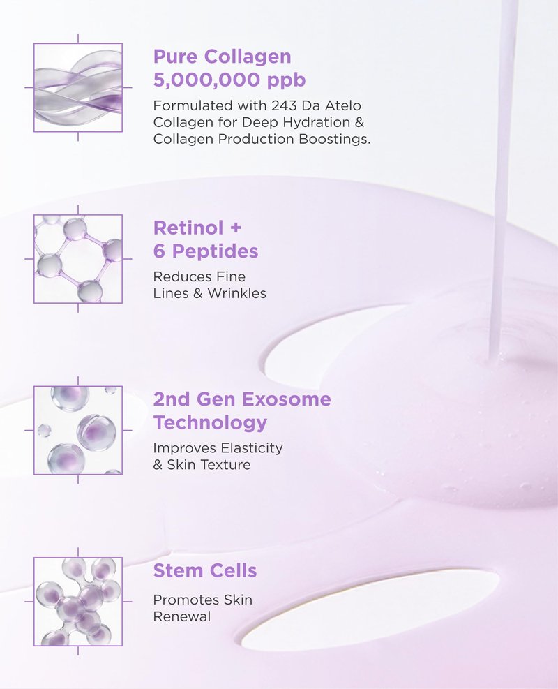 AROCELL Super Collagen Overnight Hydrogel Mask with Retinol & Stem Cell | Firming, Lifting, Plumping, Long-Lasting Glow | Korean Glass Skin Care | 43g x 12