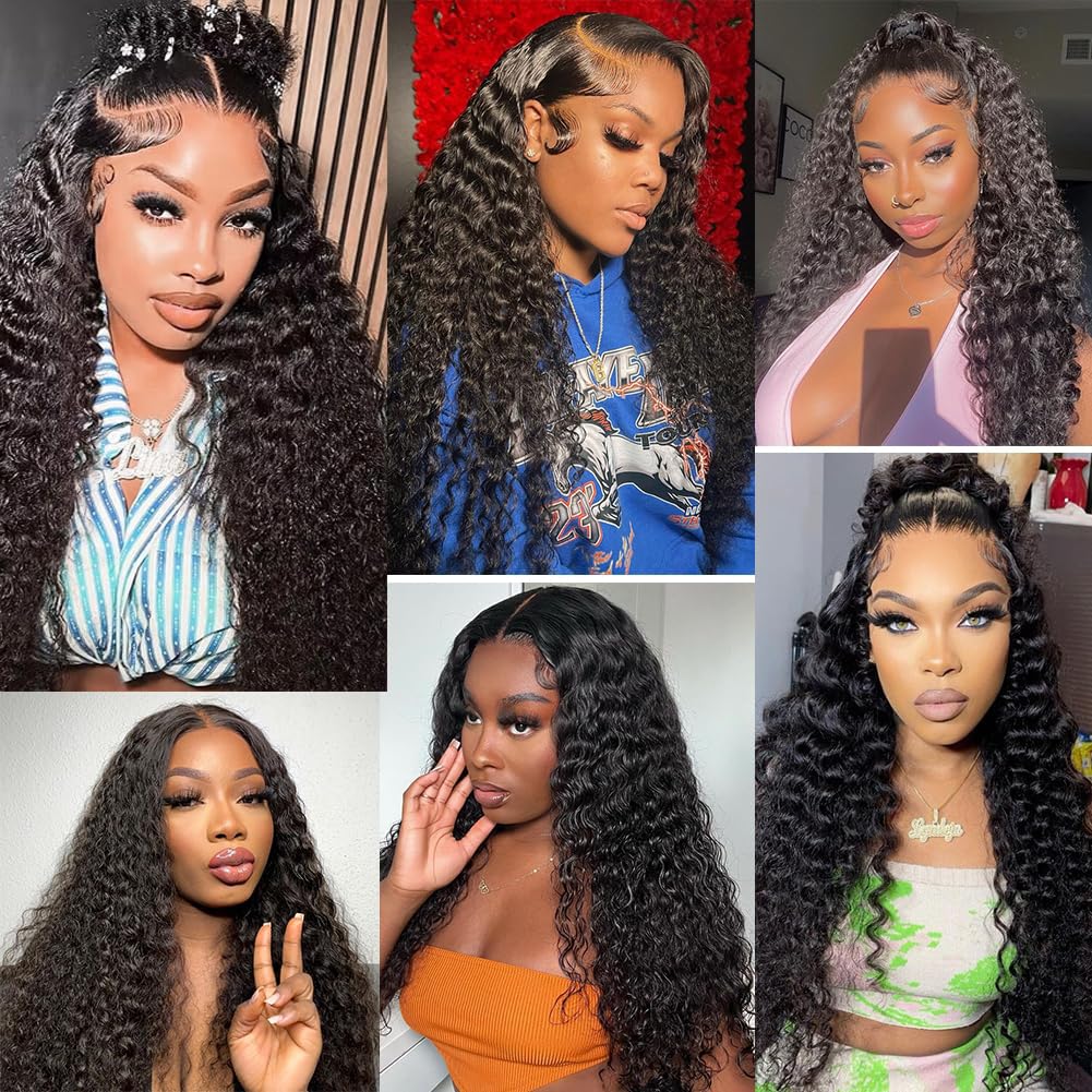 4x4 Lace Closure Human Hair 20 Inch Deep Wave Closure Pre Plucked with Babyhair Free Part Transparent Lace Closure 100% Unprocessed Brazilian Virgin Human Hair Closure Natural Black