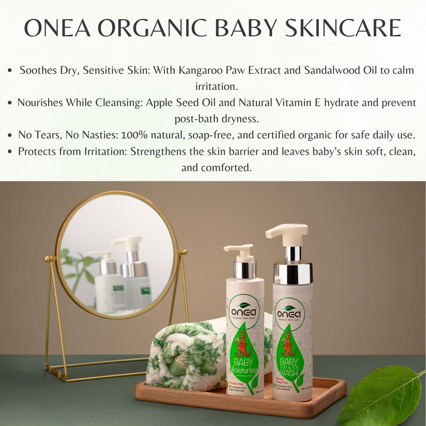 ONEA Baby Moisturizer - Natural Baby Lotion with Australian Manuka Honey, Vitamin E - Body Lotion to Relieve Irritation and Moisturize Skin - 6.8 oz