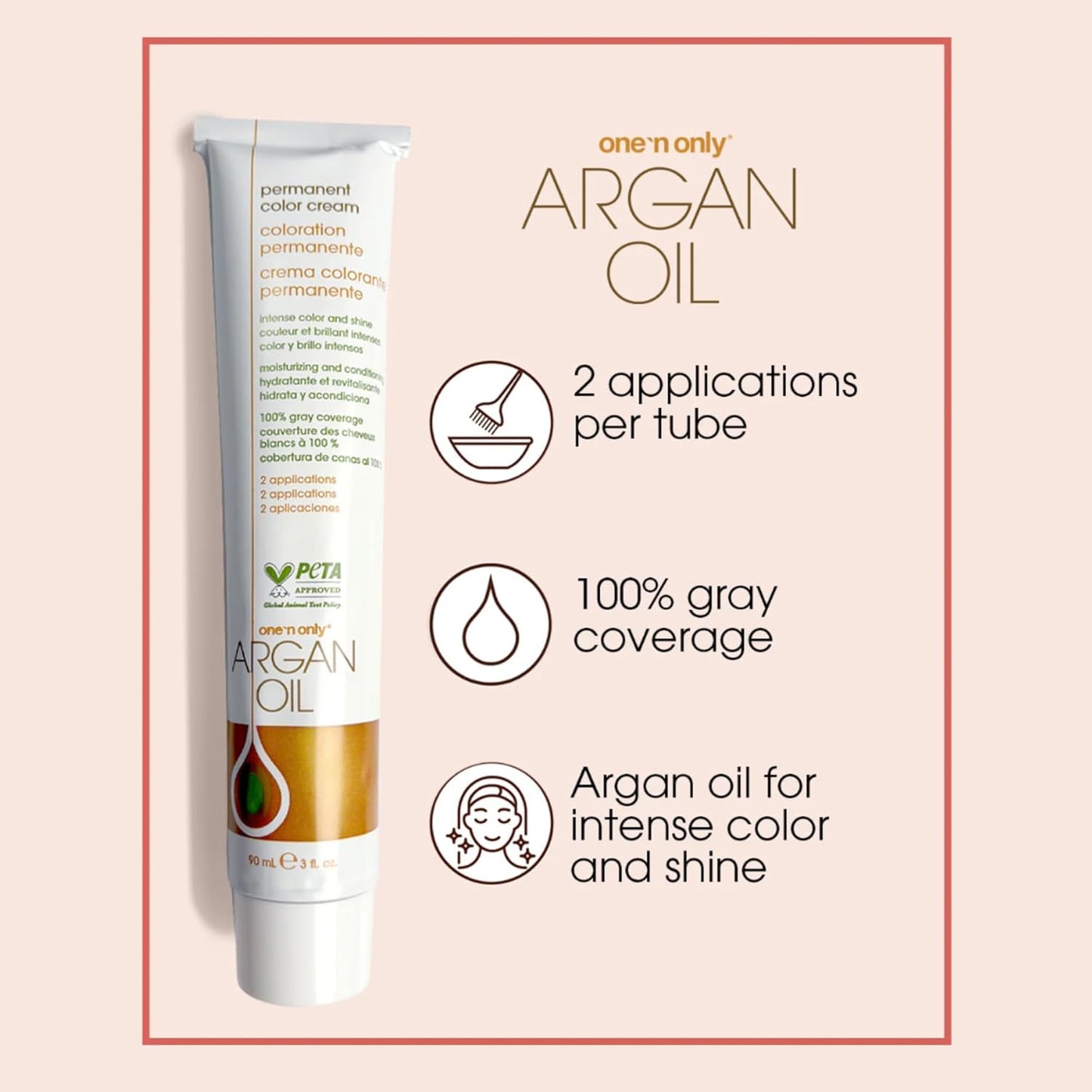 One N' Only Permanent Hair Color - Argan Oil Hair Dye for Rich Tones & Gray Coverage - 6GM Dark Caramel Mocha Blonde (3 oz)