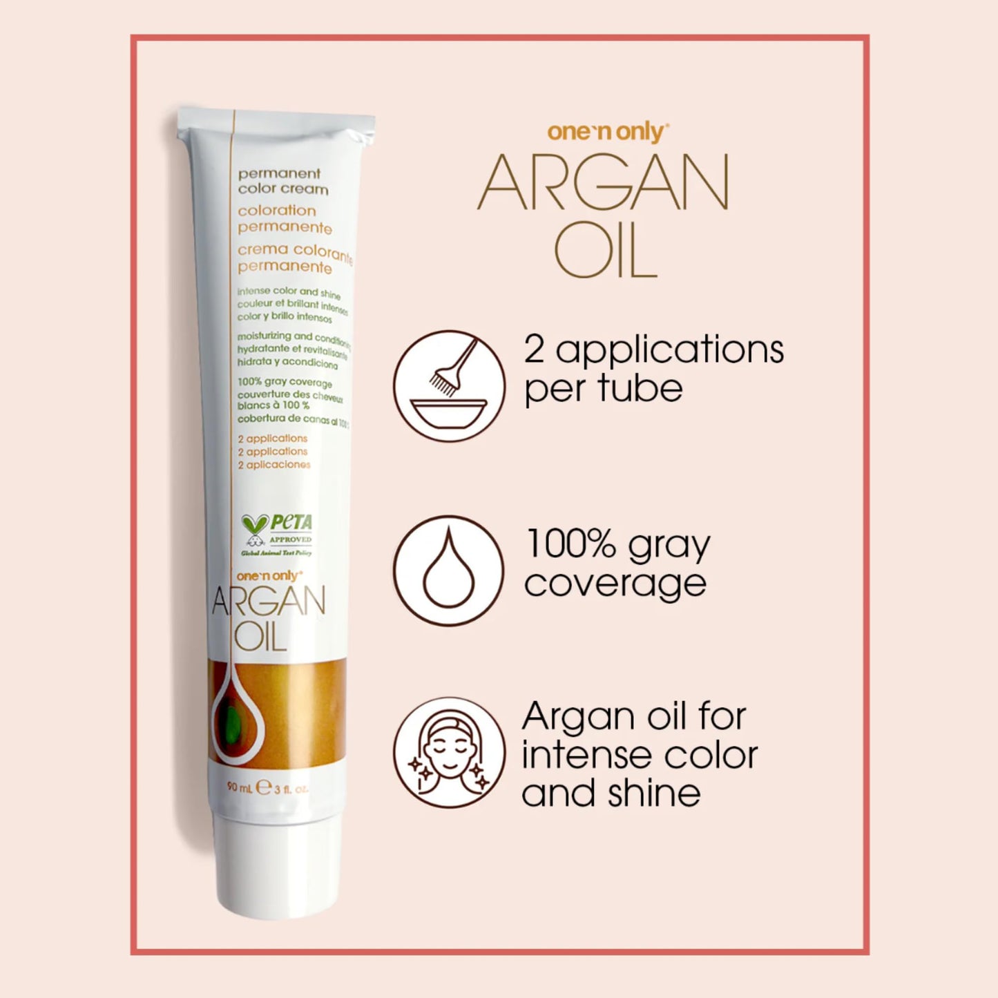 One N' Only Permanent Hair Color - Permanent Hair Dye Made with Argan Oil - Delivers Rich, Accurate Tones with Gray Coverage - Improves Moisture & Elasticity - 4CN Medium Cinnamon Brown (3 oz)