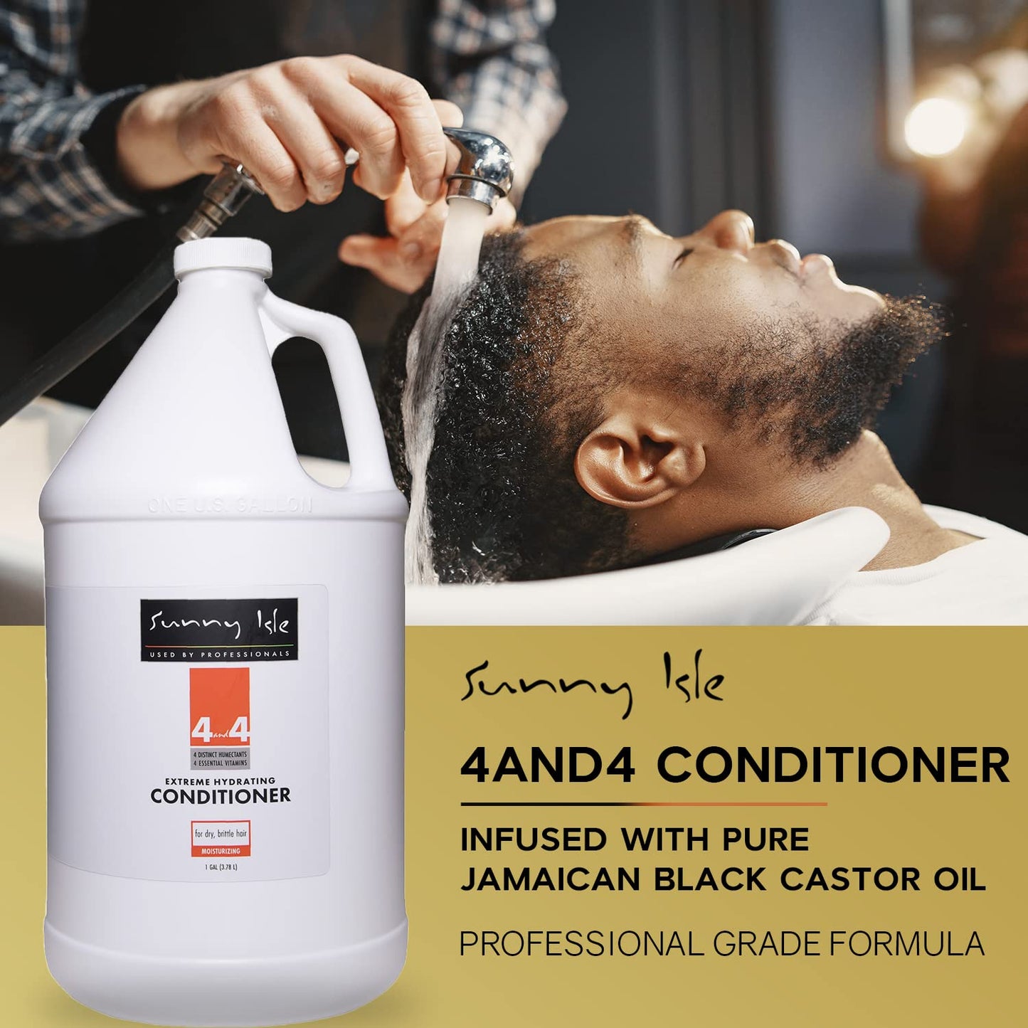 Sunny Isle 4AND4 Conditioner 1 Gallon - Professional Grade, Paraben & Sulfate Free, 4 Humectants & Vitamins