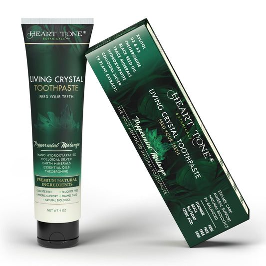 Heart Tone Botanicals Theobromine & Hydroxyapatite Toothpaste | Living Crystal | Fluoride Free | Colloidal Silver, Bentonite Clay, L-Arginine | Low Abrasion Tested | Mint