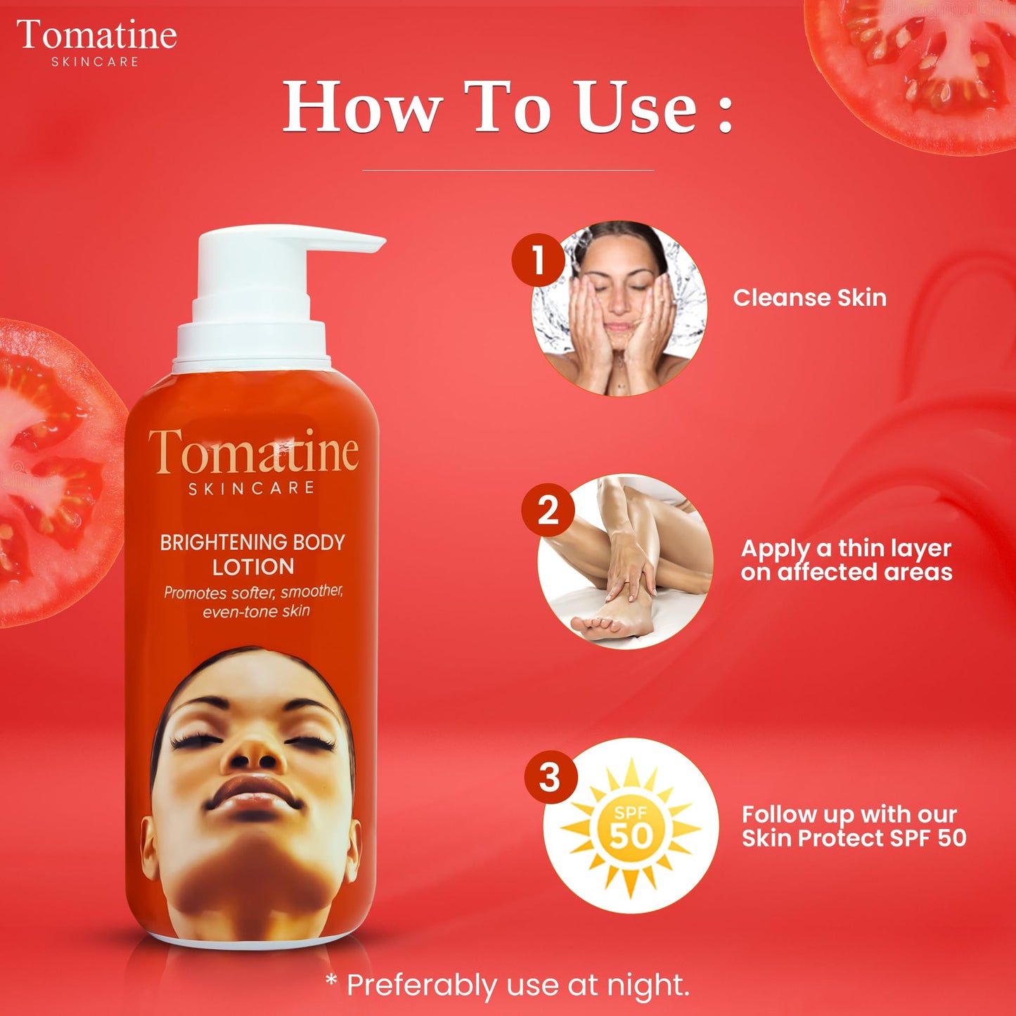 Tomatine Lightening Body Lotion 400ml - Formulate to Hydrate and Moistures Skin, Lightening Properties