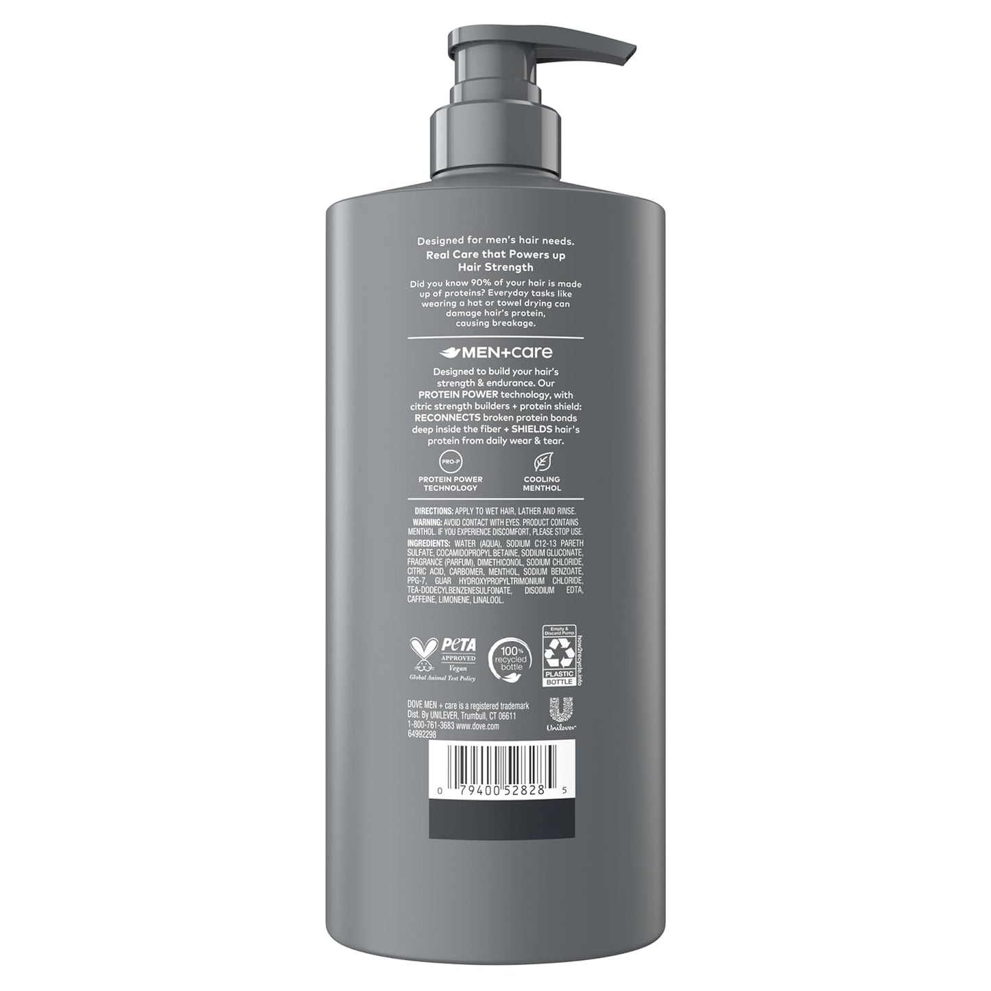 Dove Men + Care Shampoo - Fresh & Clean Hair Refreshing Formula with Menthol | 28 fl oz