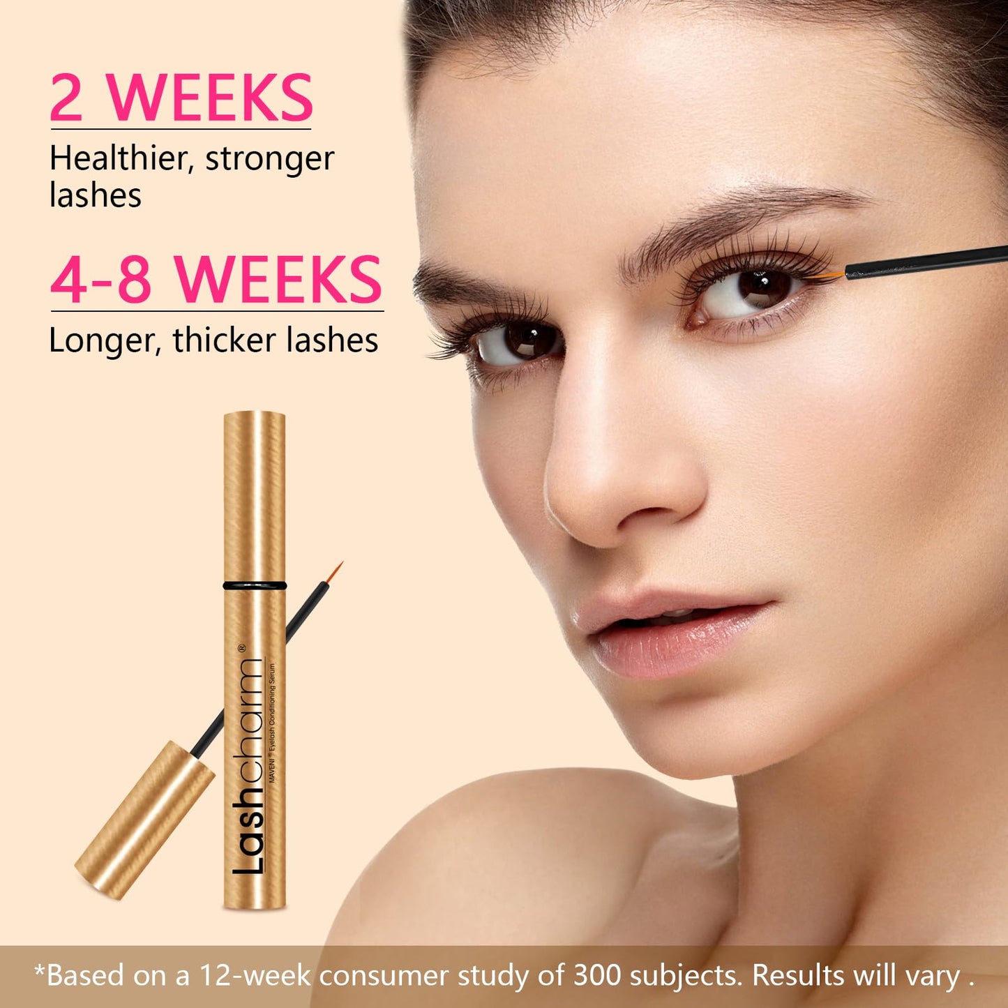 MAVENI Lash Enhancing Serum, Women's Advanced Cosmetics, Eyelash Growth Serum, Promote Longer, Fuller, and Denser Eyelashes, Fast and Effective (Gold, 0.1 Fl Oz (Pack of 1))