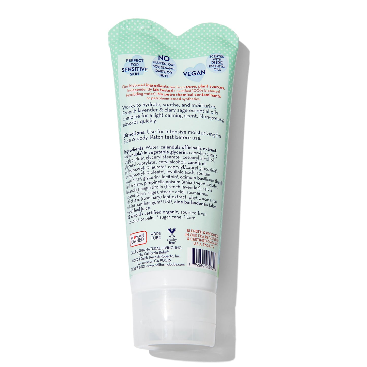 California Baby Calming Cream | 100% Plant-Based Moisturizer | Lavender Baby Lotion | Face Moisturizer For Dry Skin | Hypoallergenic | 2.9 oz / 82g