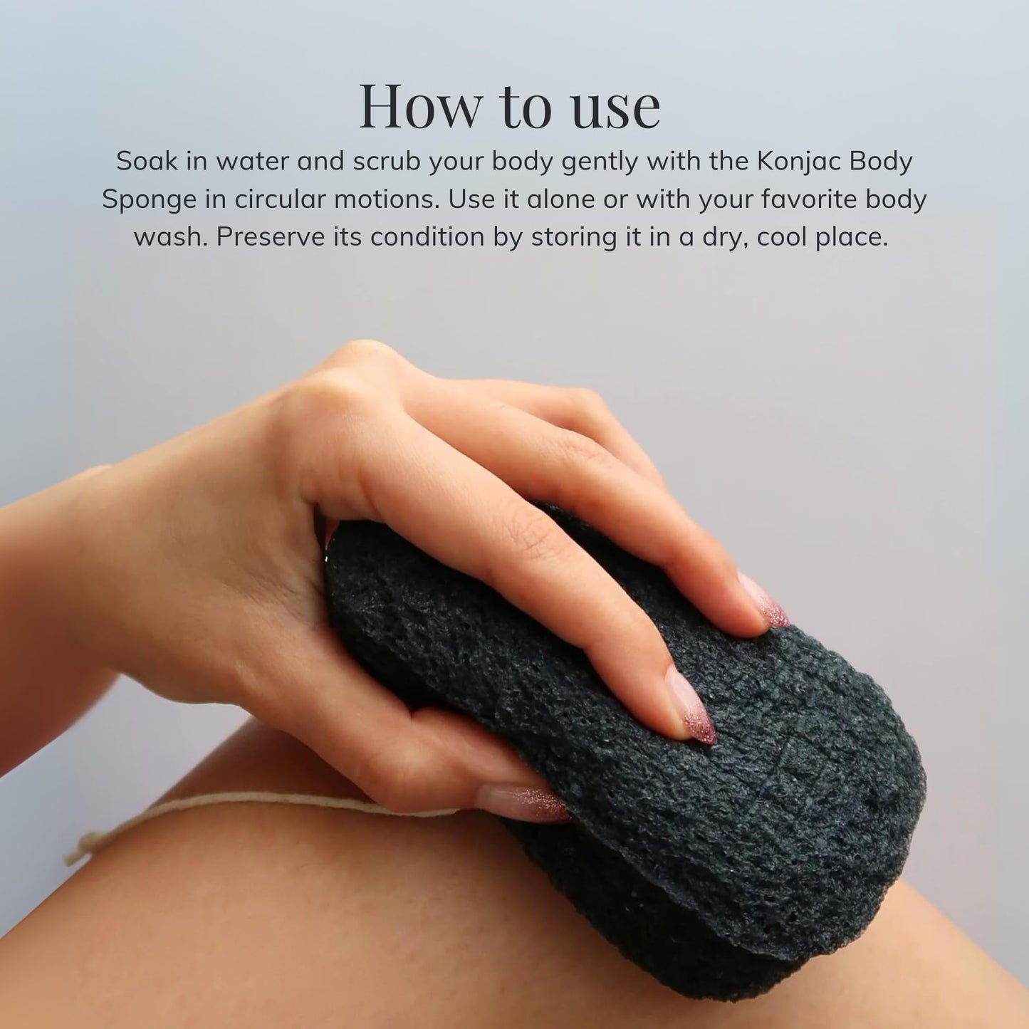 Konjac Body Sponge: Natural Exfoliating Shower Sponge from Konjac Root - Gentle Daily Body Cleanser for Radiant Skin - Vegan, Cruelty-Free, Made in Japan - Suitable for Sensitive Skin