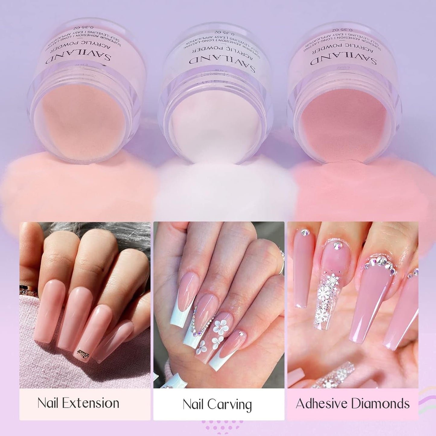 Acrylic Nail Starter Kit - Clear Pink Nude Powder & Liquid, Brush, Files | Home Practice Set