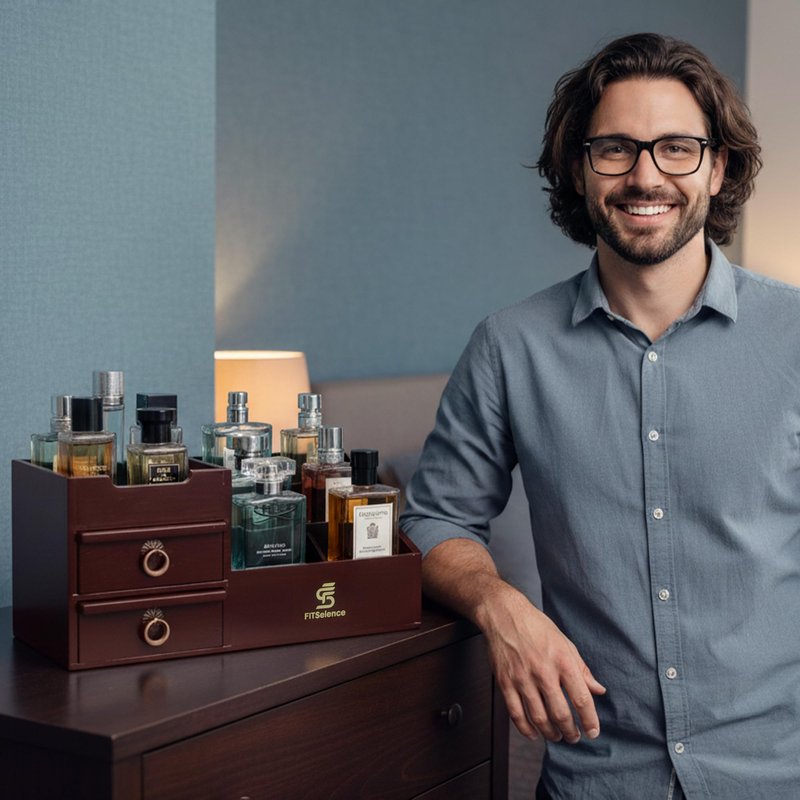 FITSELENCE Premium Wooden Cologne Organizer for Men - Perfume Organizer - Cologne Stand - Organizador de Perfumes - Cologne Shelf - Perfume Stand for Women - Black, Brown - Perfume Holder