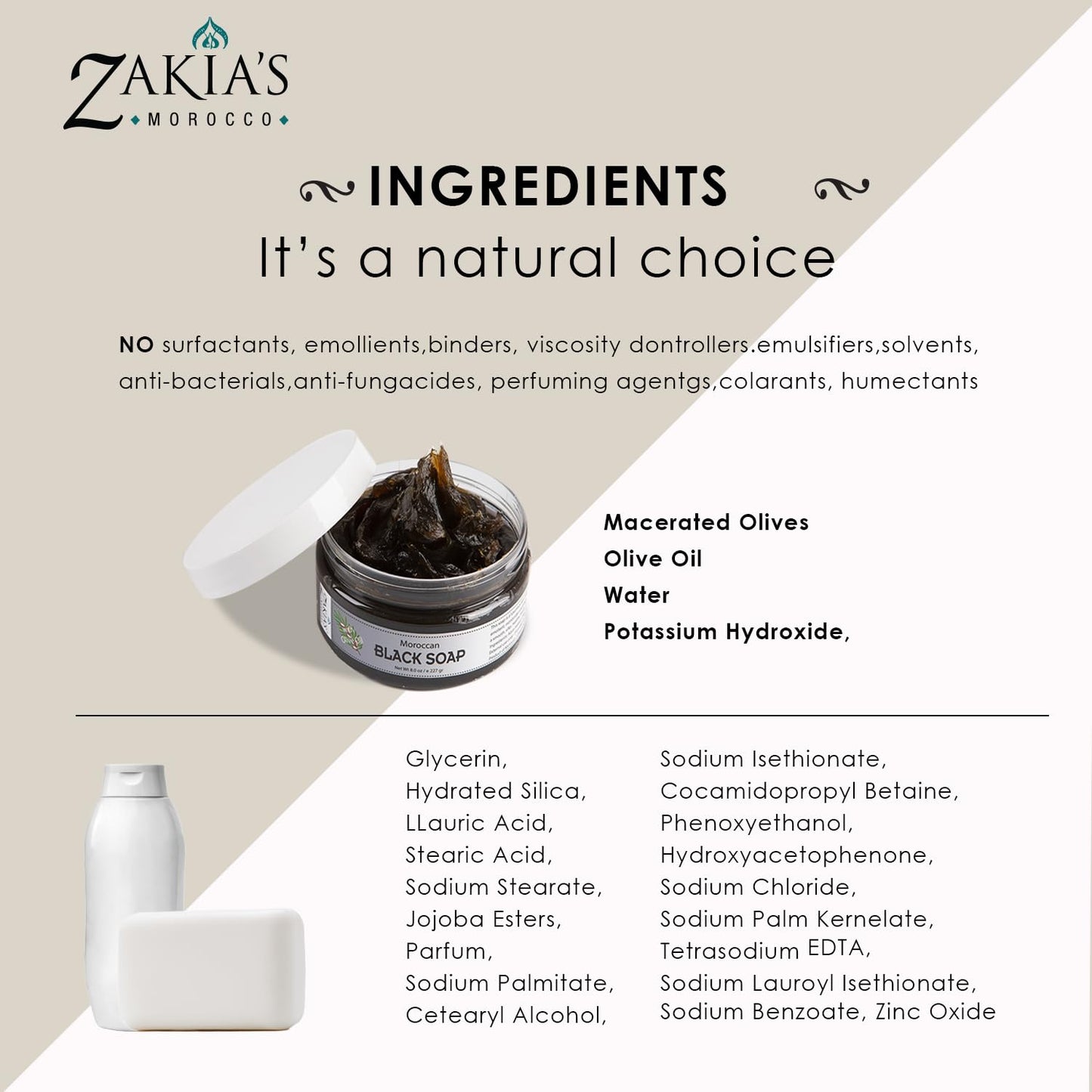 Zakia's Morocco Moroccan Black Soap (Beldi Olive Soap) Original Unscented, 100% natural, Body Scrub, Pure & Natural, Purifying, Cleansing, exfoliating for Hammam Ritual- 16.0 Oz / 552gr