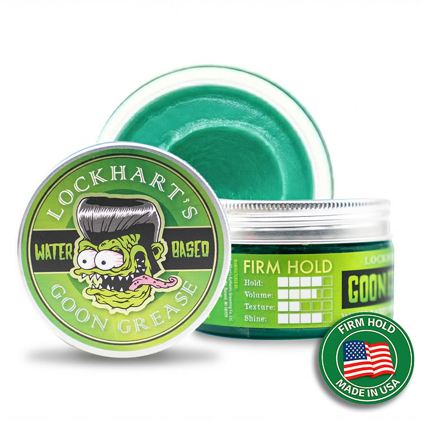 Lockhart’s Goon Grease - Water-Based Pomade – All Day Hold, High Shine Hair Pomade for Men – Washable, Strong Styling for Classic & Modern Looks - Citrus Cologne Scent - 3.4oz