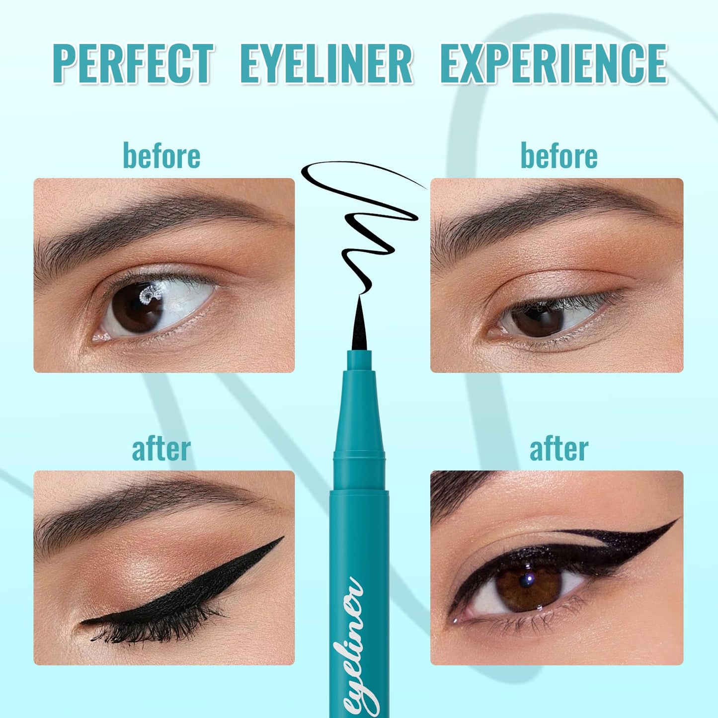 Liquid Eyeliner - Smudge-Proof Felt Tip Pen | Long-Lasting High-Pigmented Vegan Liner - Jet Black, 0.04 oz