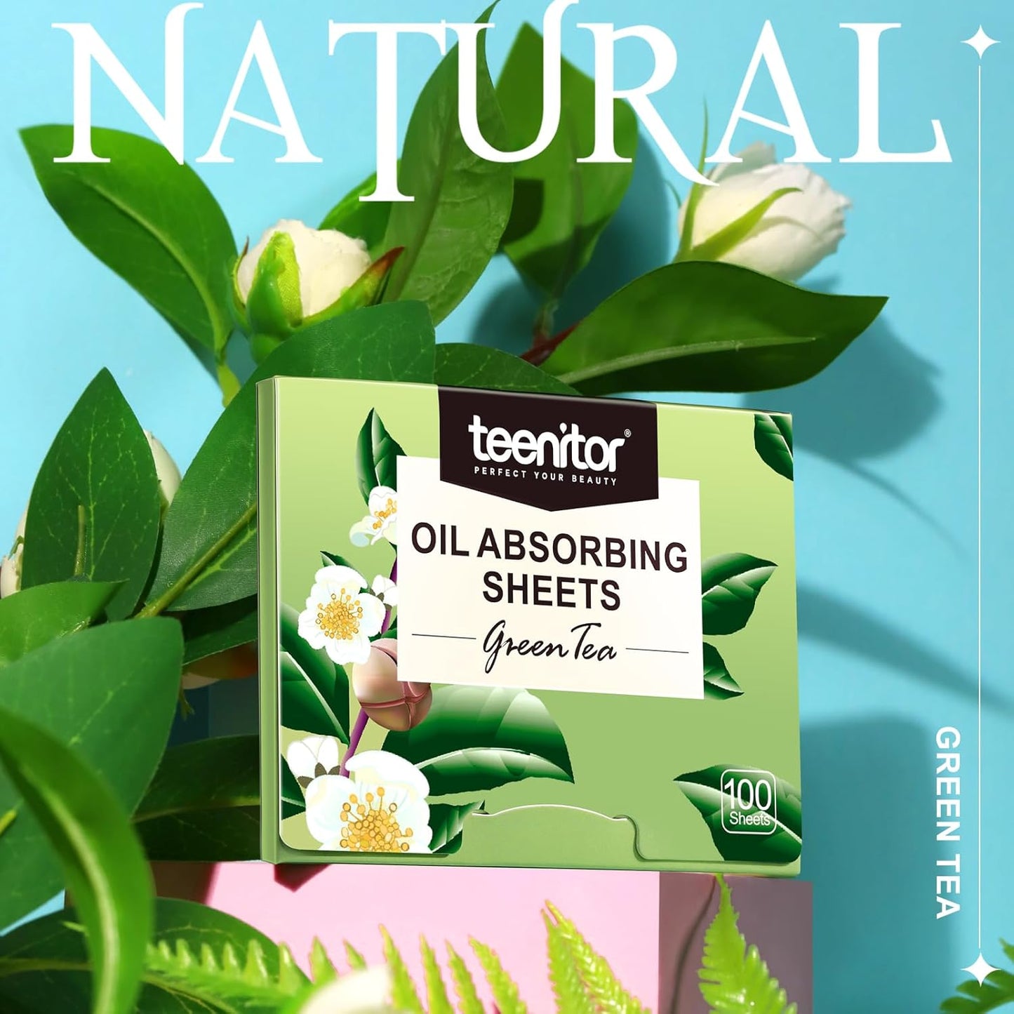 Teenitor Oil Blotting Sheets for Face, 400 Sheets Green Tea Oil Absorbing Sheets Blotting Paper for Oily Skin, Oil Absorbent Pads Face Oil Wipes Oil Sheets for Women, Oil Control Film Large 10cmx7cm