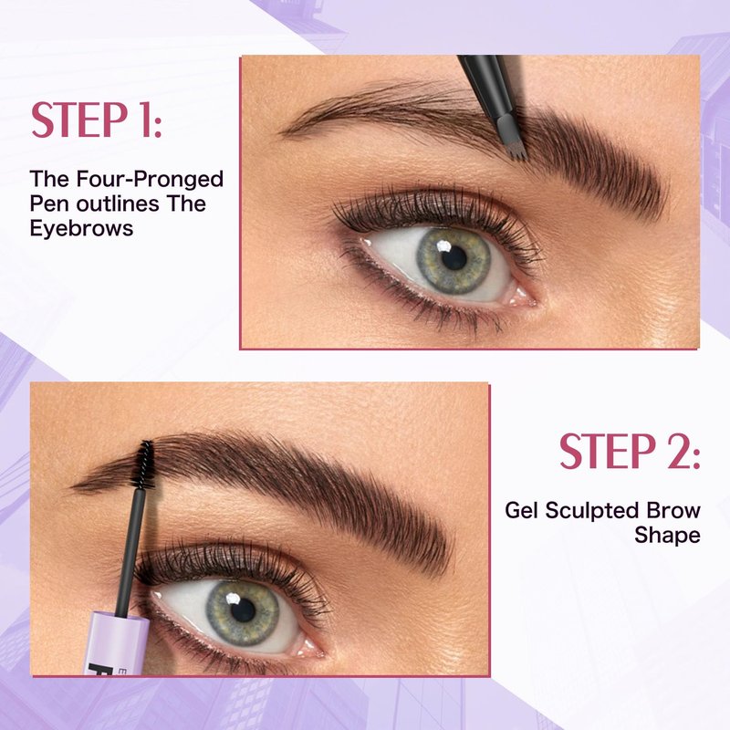 YuLinLon 2-in-1 Eyebrow Pen and Gel, 4-Tip Head Ultra-Precise, Hair-Like Strokes, 5 Natural Shades, Waterproof Brow Shaping Kit (03# DARK BROWN)