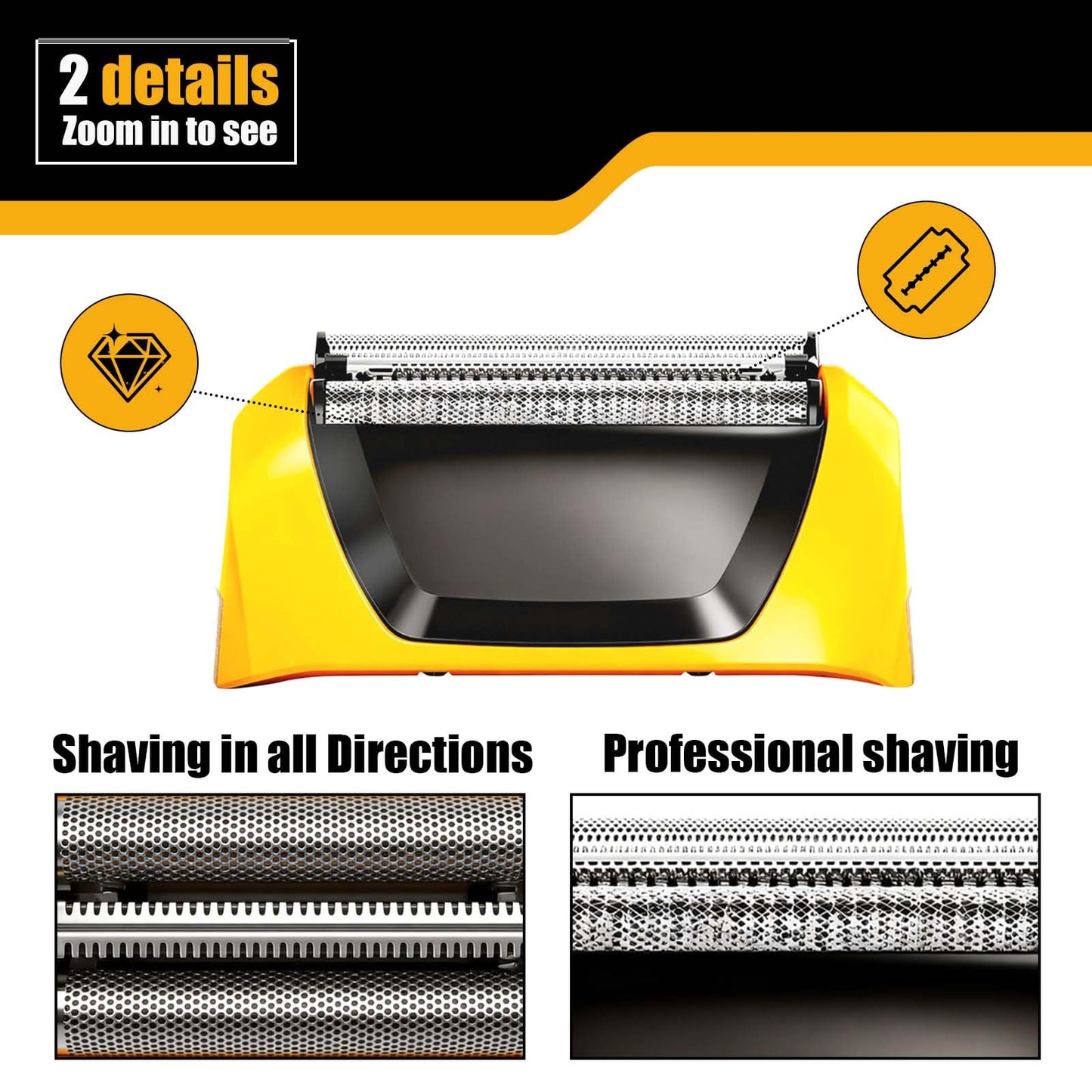 Shaver Replacement Foil Head for Wahl Yellow Lifeproof Foil Shaver Series 7061 Model 7045-100.2 Count